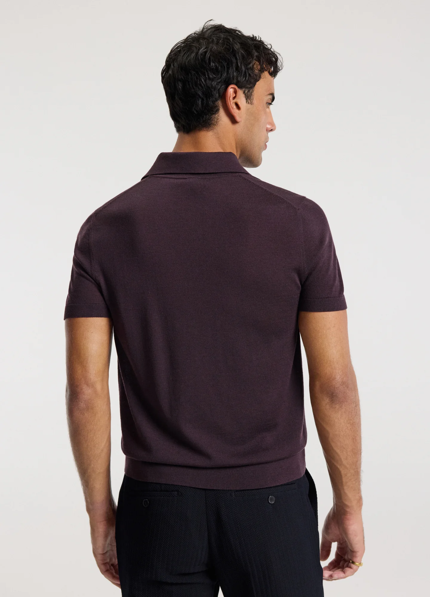 Merino Wool Polo Currant - Image 5