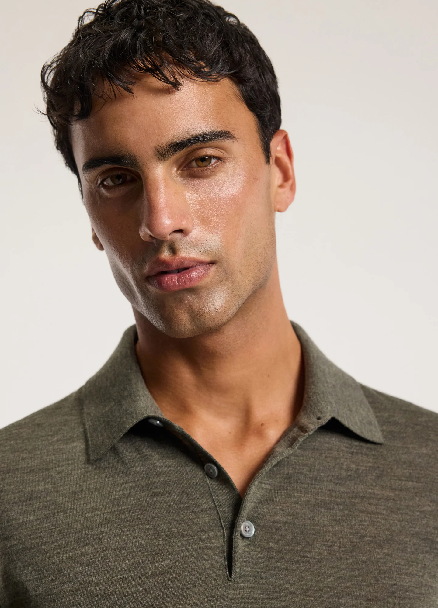 Merino Wool Polo Khaki - Image 4