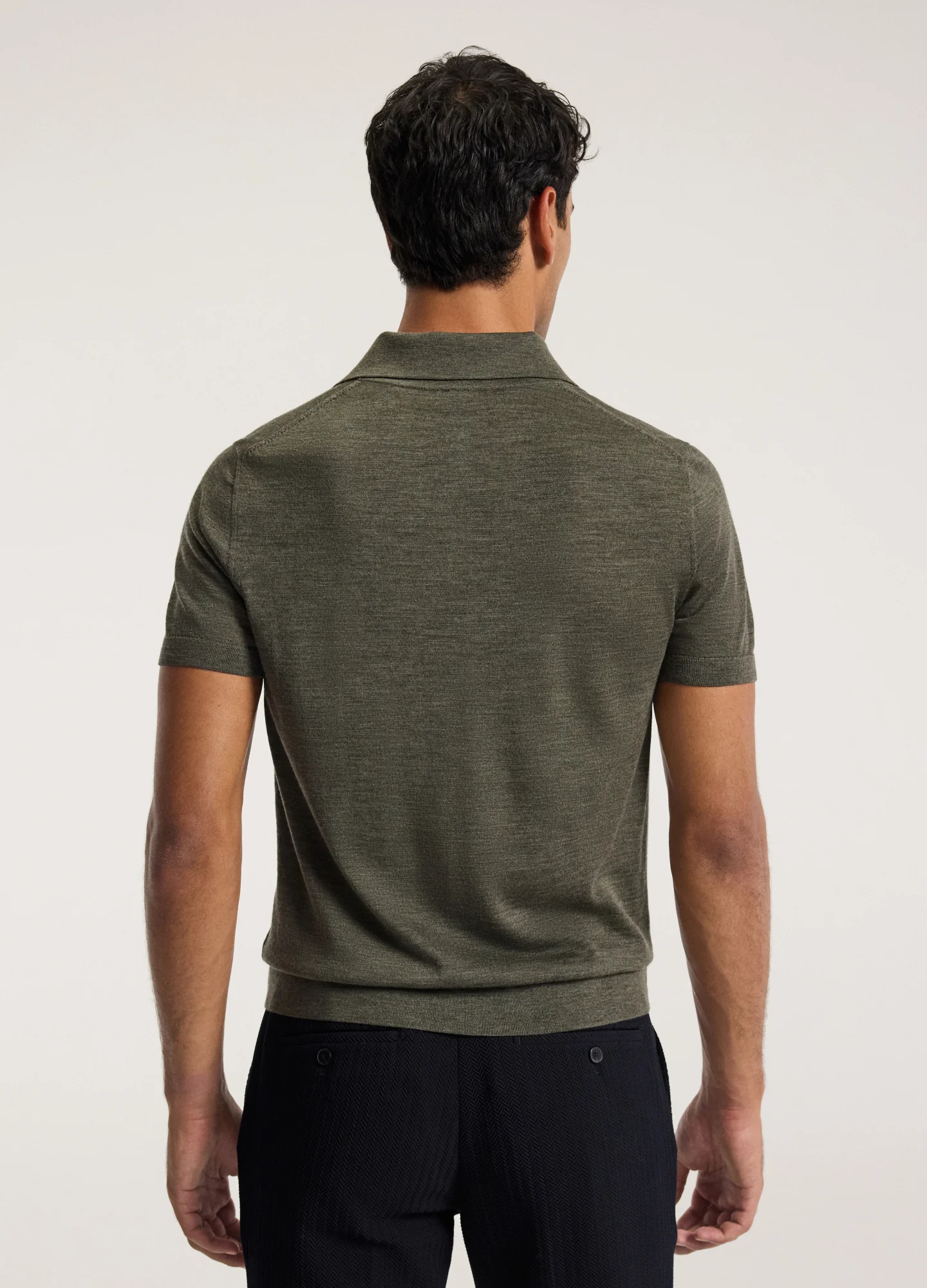 Merino Wool Polo Khaki - Image 5