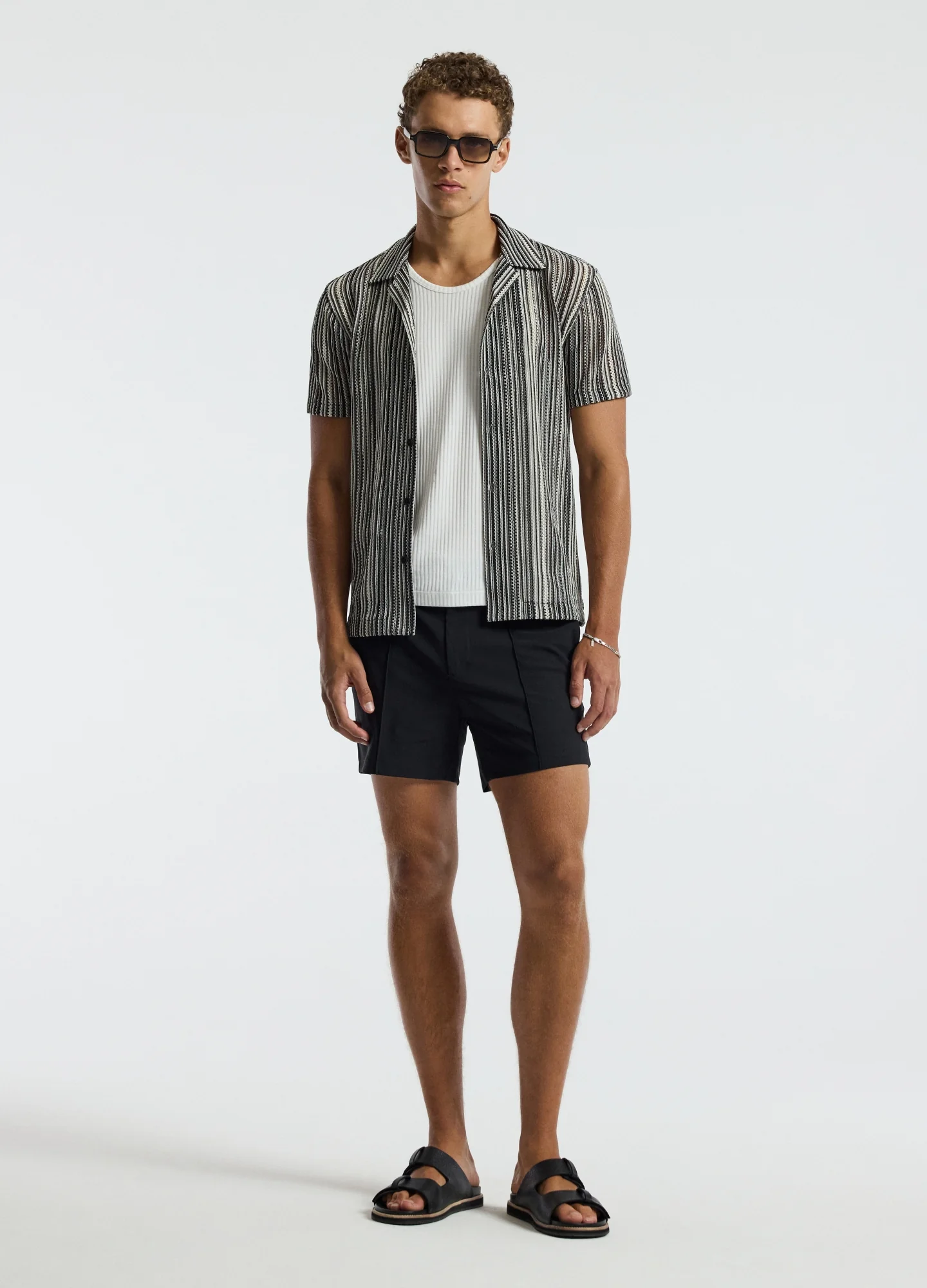 Mesh Stripe Shirt Black - Image 2
