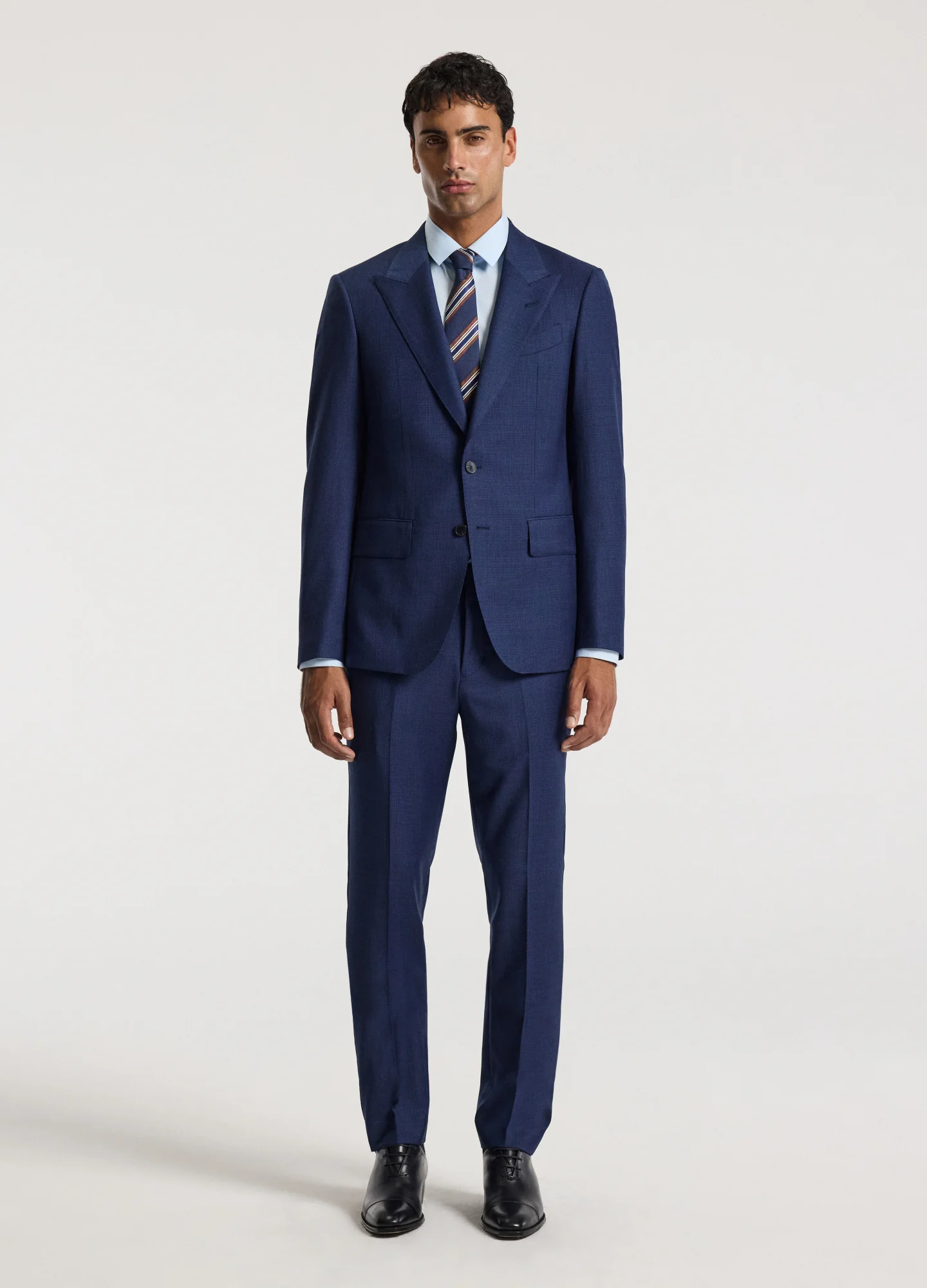Micro Check Wool Suit Jacket Royal Blue - Image 2