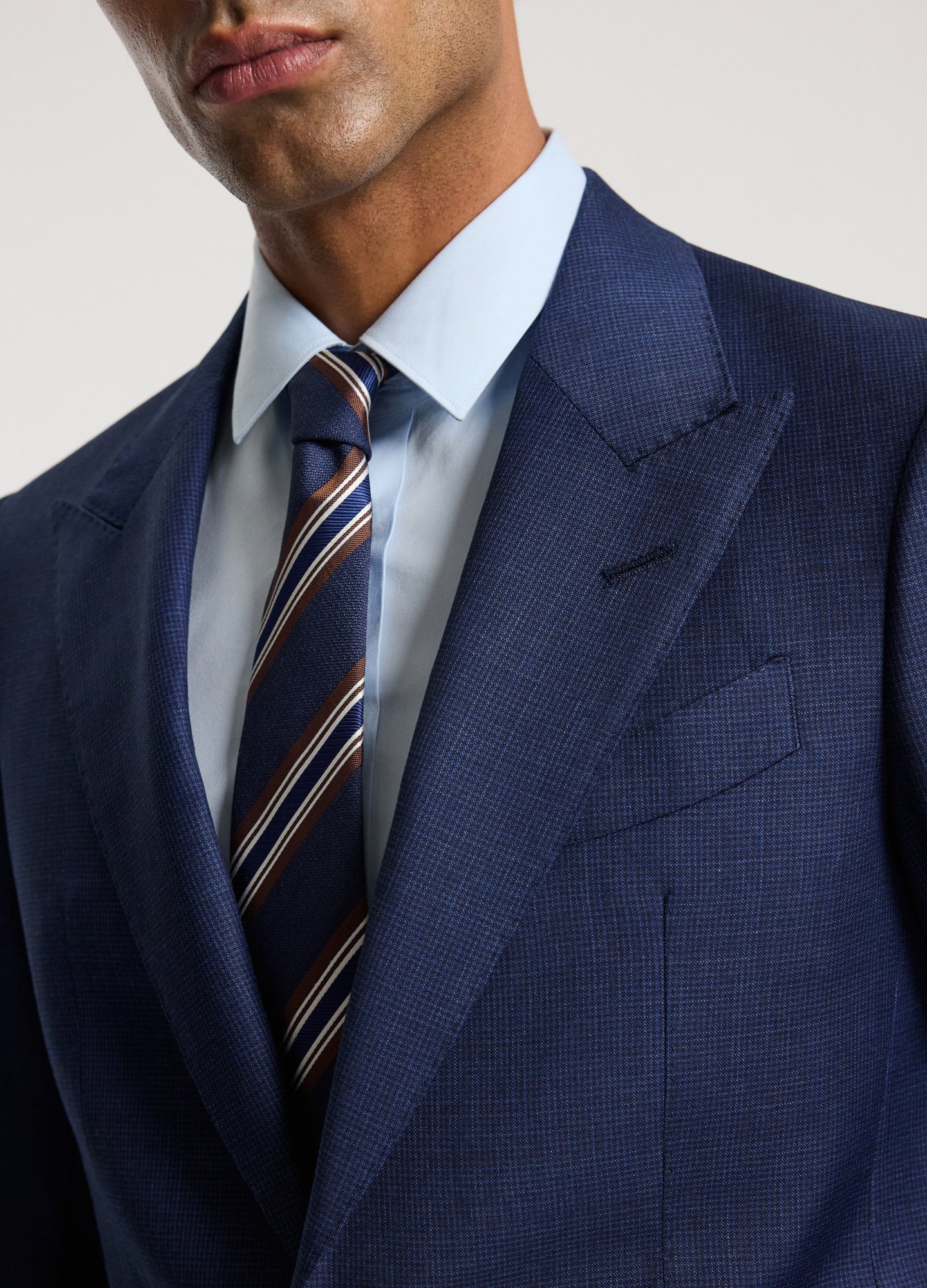 Micro Check Wool Suit Jacket Royal Blue - Image 4