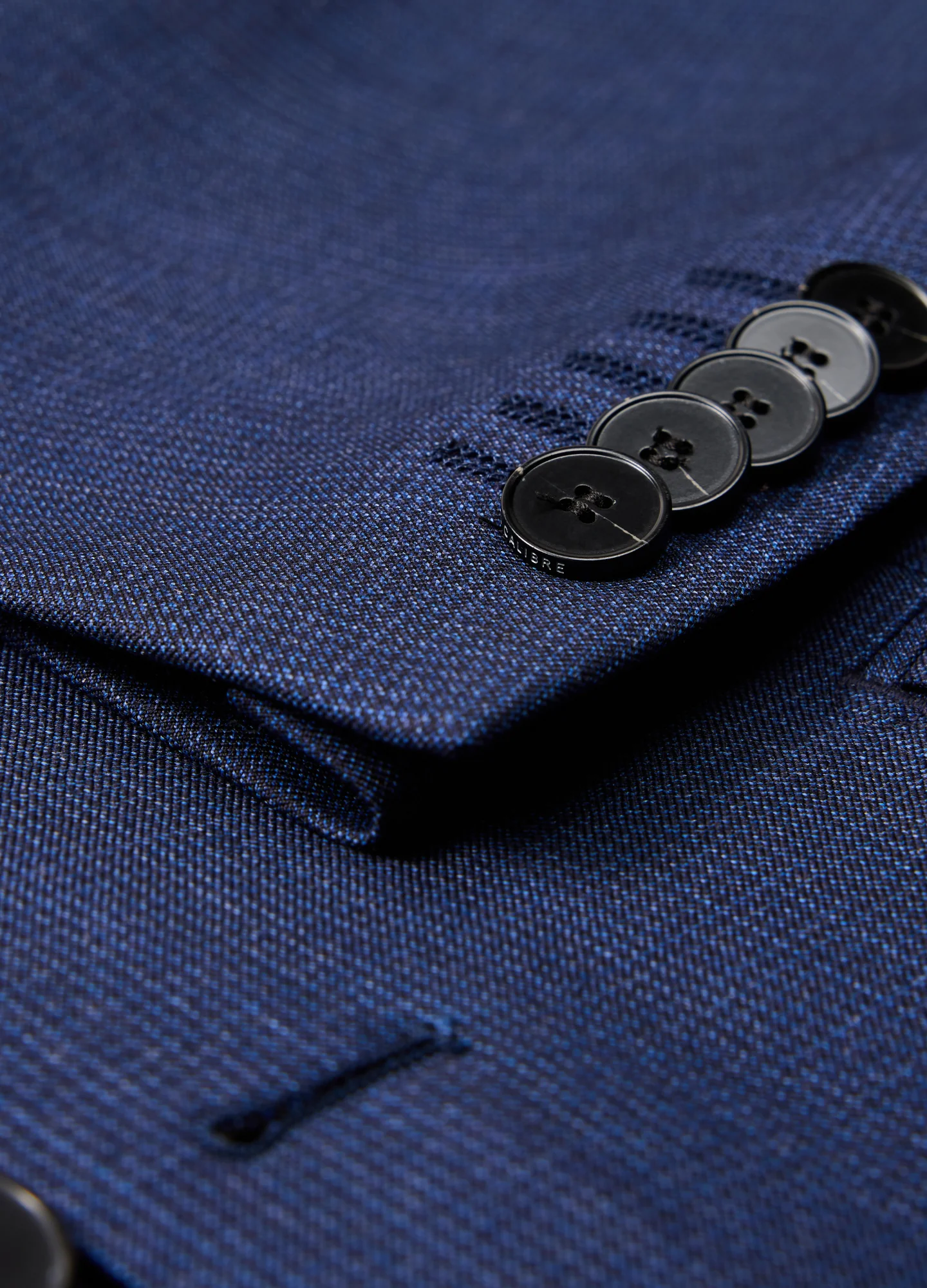 Micro Check Wool Suit Jacket Royal Blue - Image 6