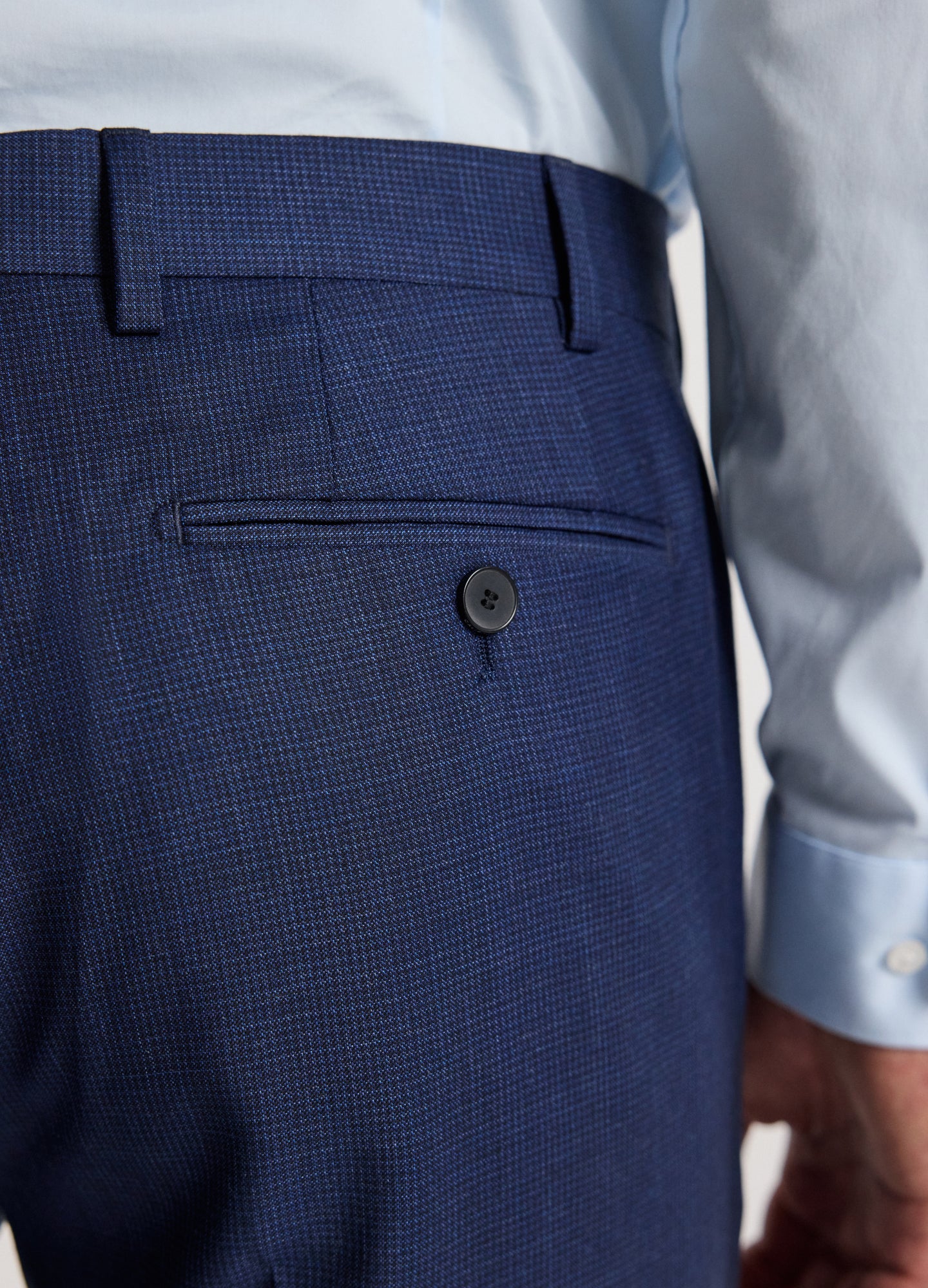 Micro Check Wool Suit Pants Royal Blue - Image 4