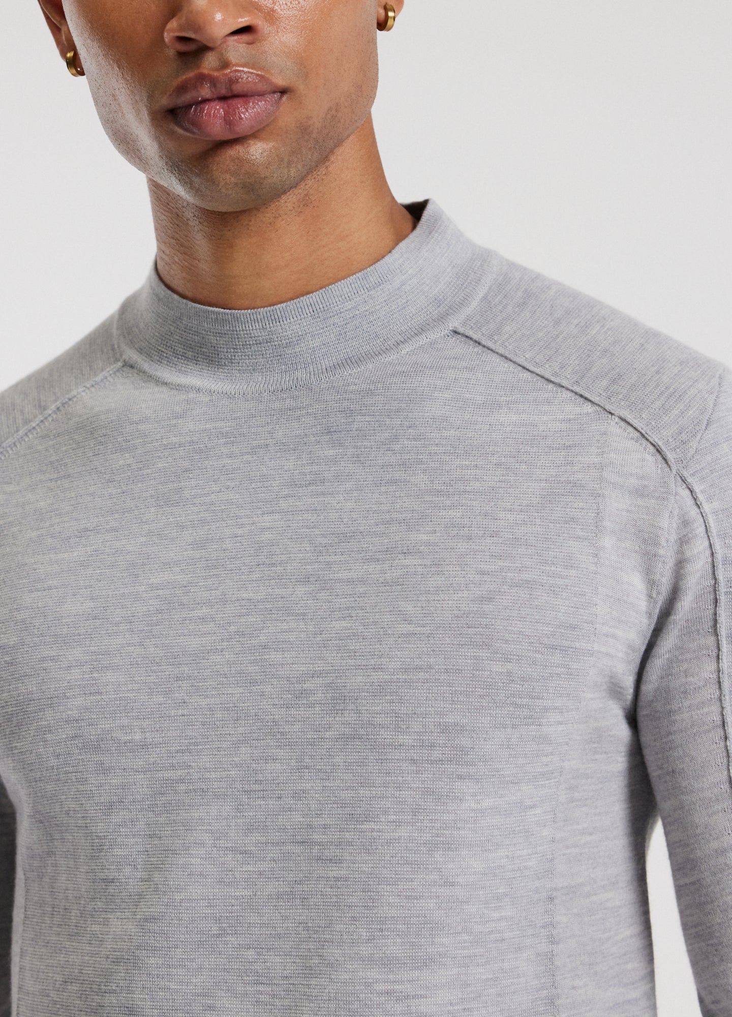 Mock Neck Merino Sweater Silver Marle - Image 4