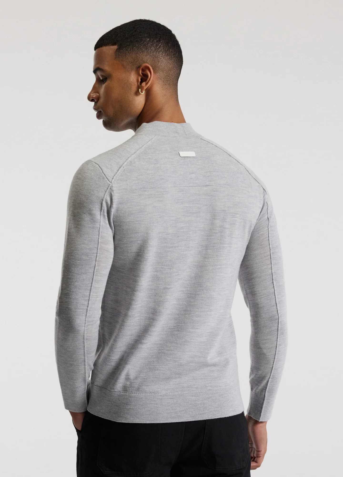 Mock Neck Merino Sweater Silver Marle - Image 5