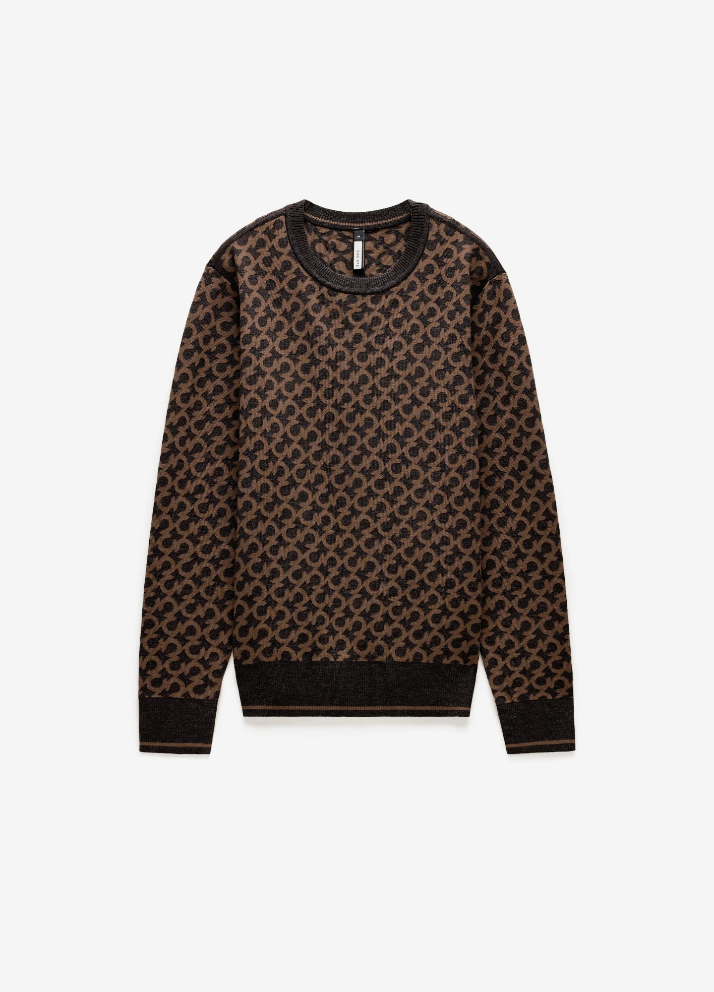 Monogram Jacquard Merino Wool Sweater Camel