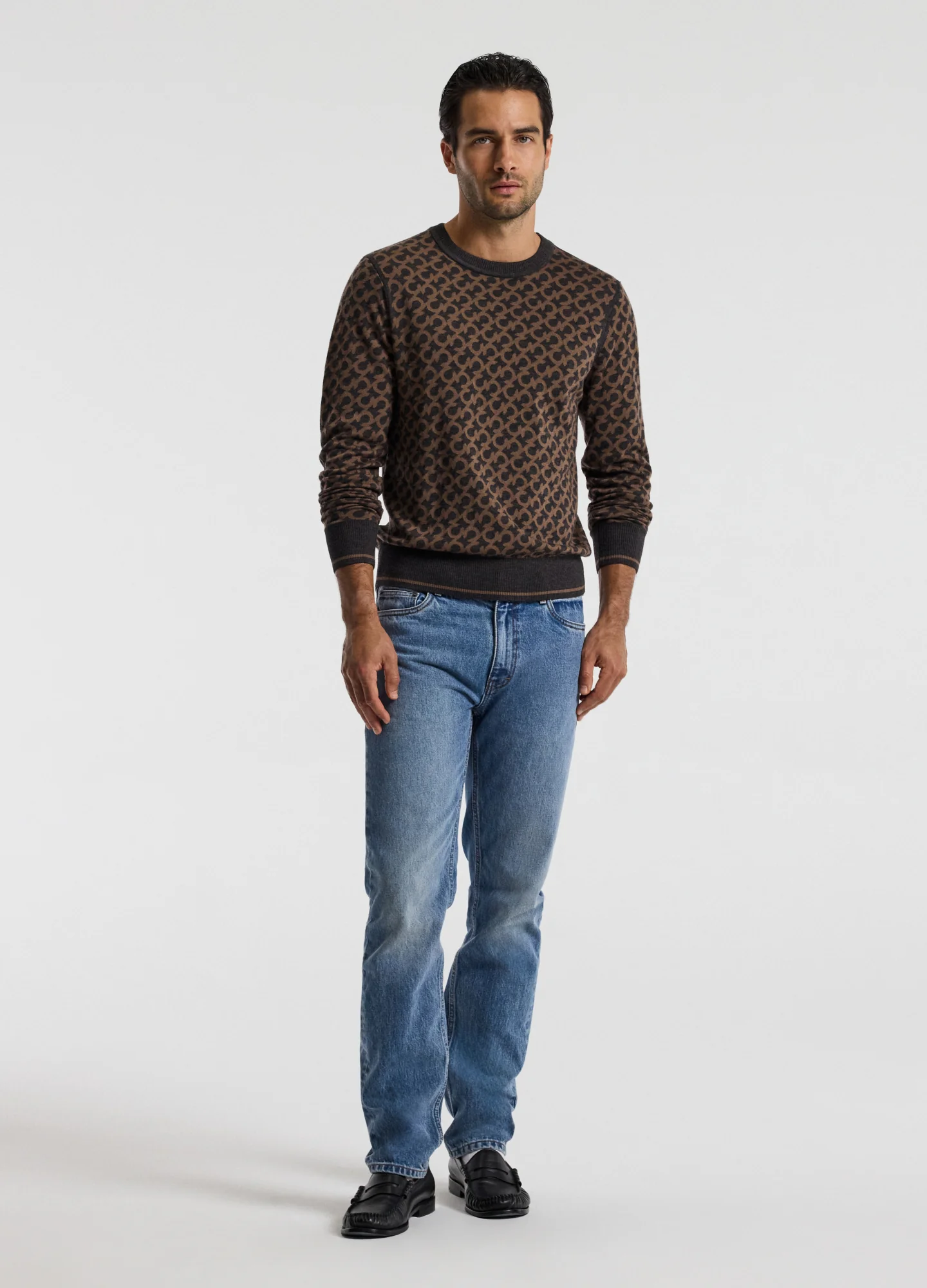 Monogram Jacquard Merino Wool Sweater Camel - Image 2