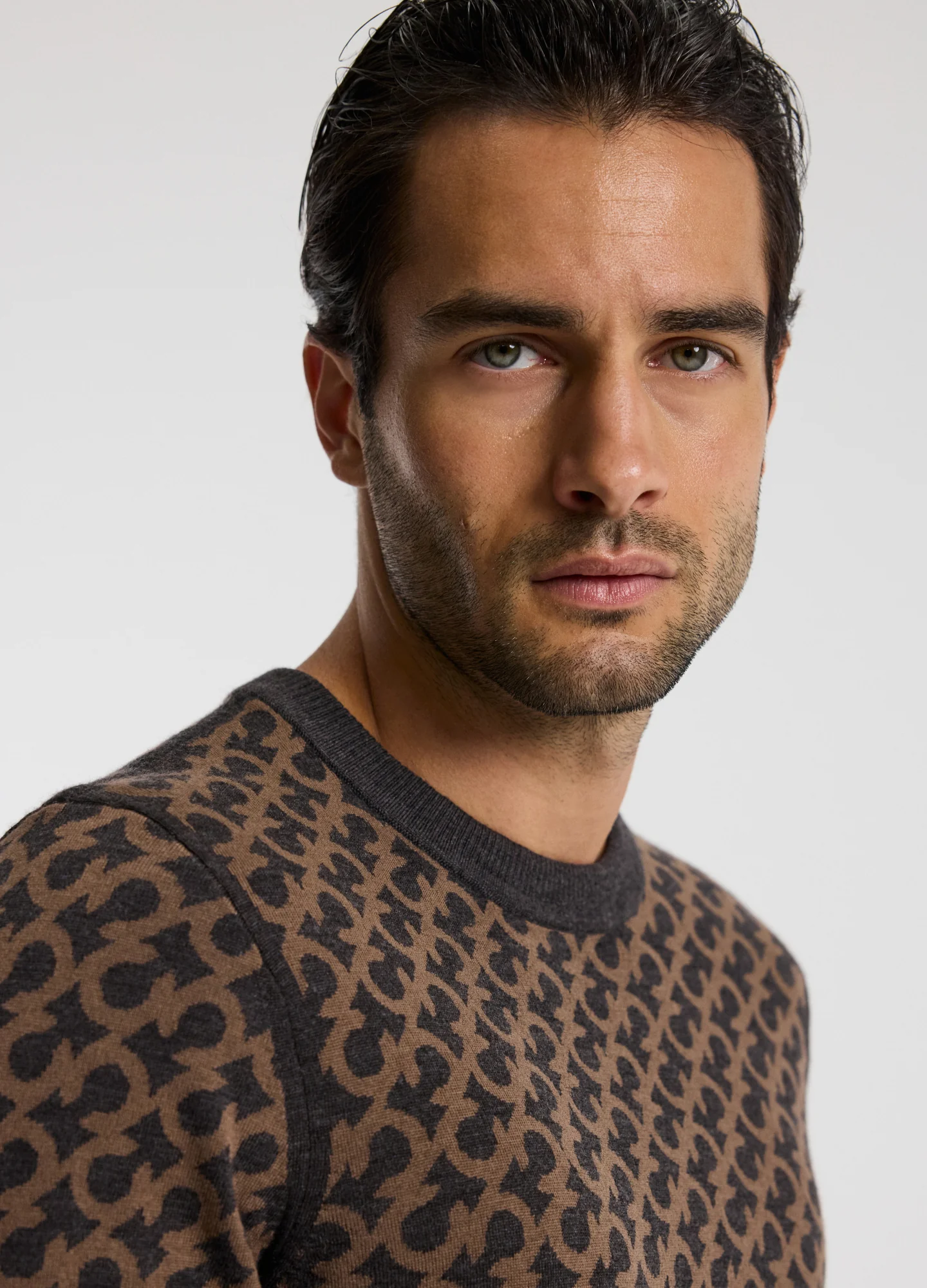 Monogram Jacquard Merino Wool Sweater Camel - Image 4