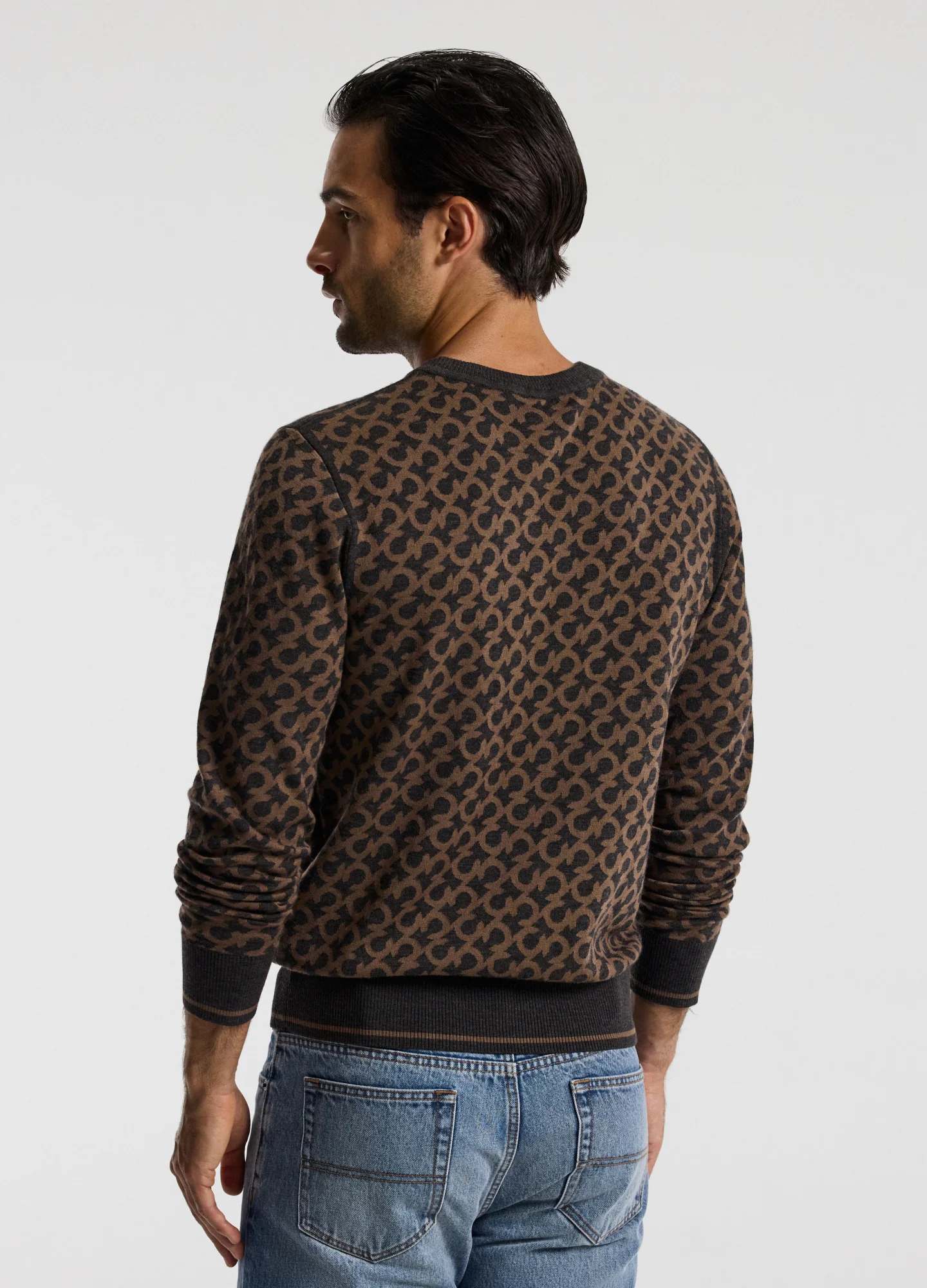 Monogram Jacquard Merino Wool Sweater Camel - Image 5