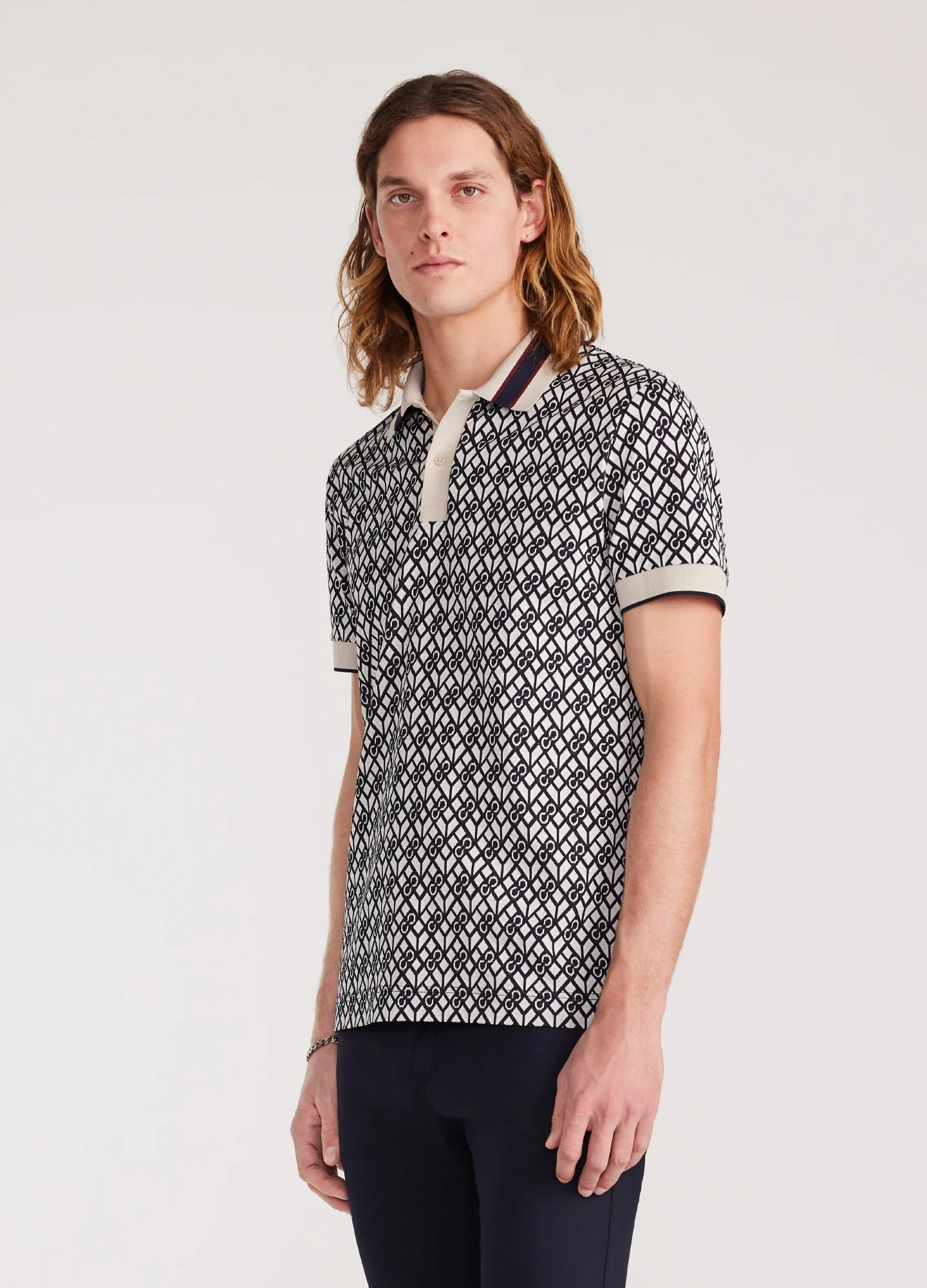 Monogram Jacquard Polo Navy - Image 3