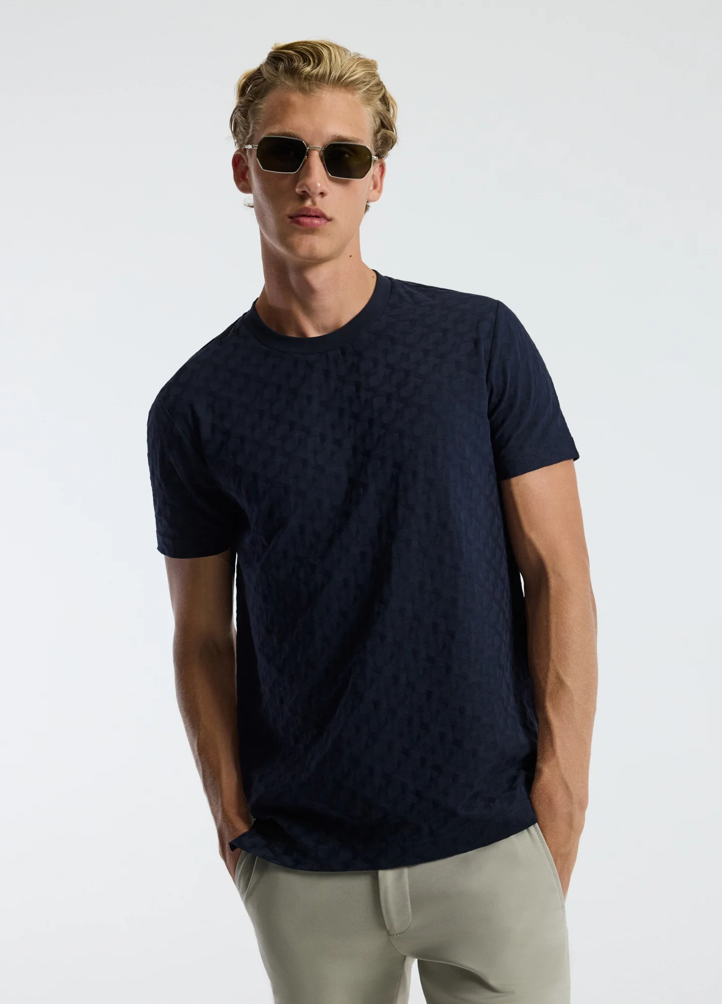 Monogram Jacquard T-shirt Navy - Image 3