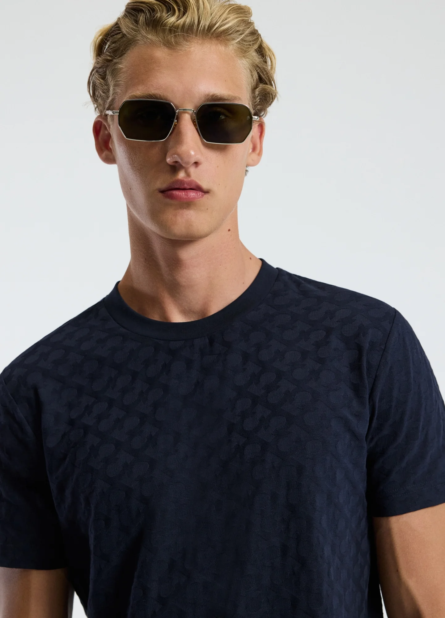 Monogram Jacquard T-shirt Navy - Image 4