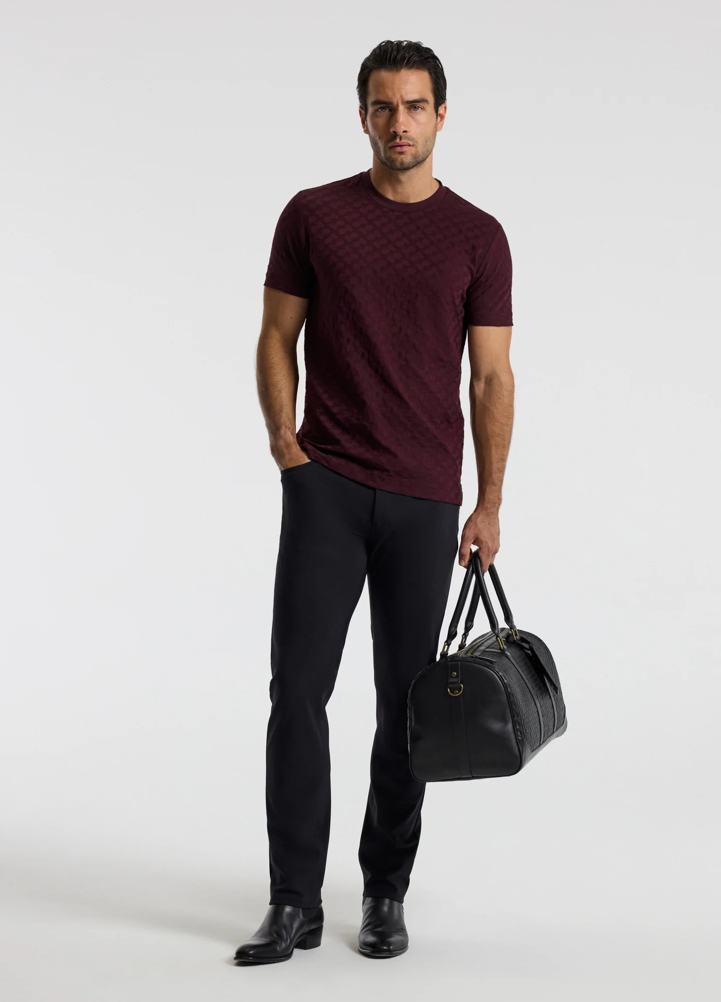 Monogram Jacquard T-shirt Oxblood - Image 2