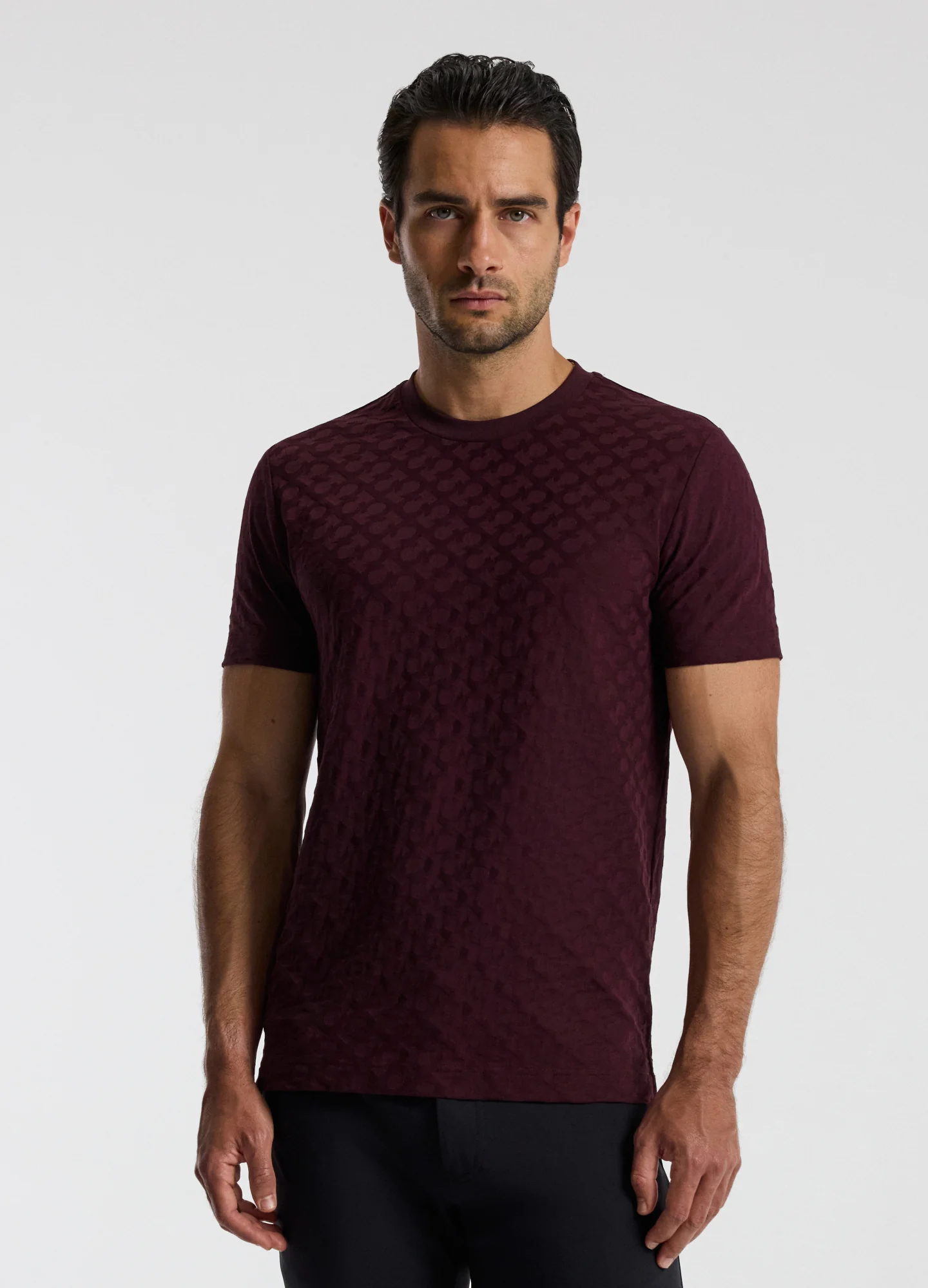 Monogram Jacquard T-shirt Oxblood - Image 3