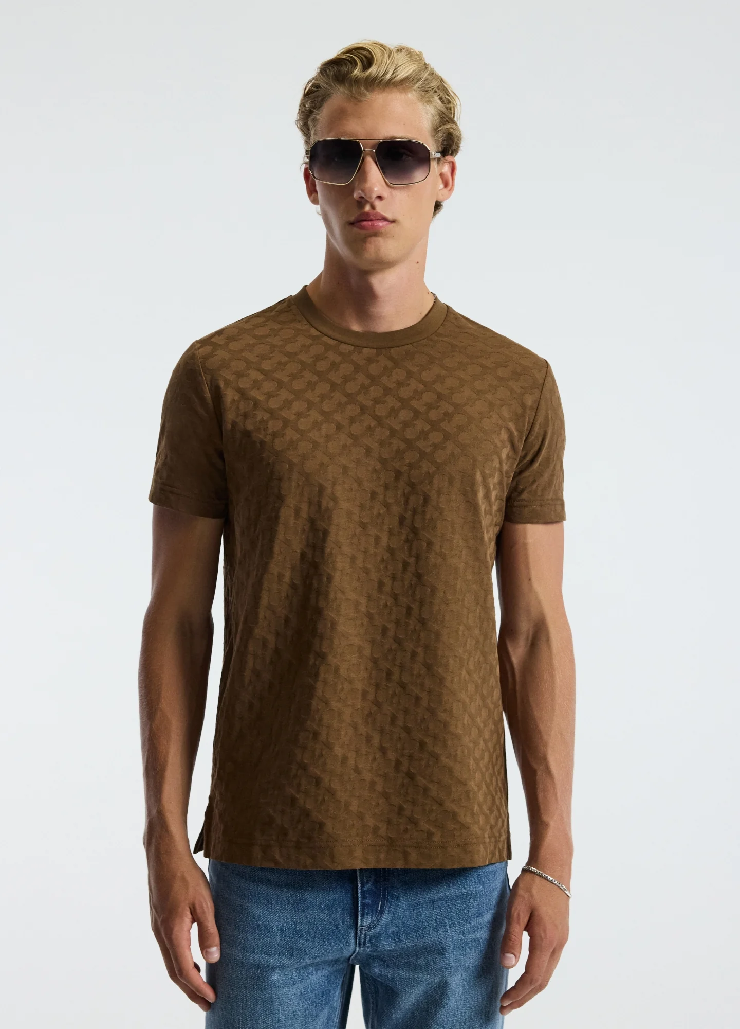 Monogram Jacquard T-shirt Toffee - Image 3