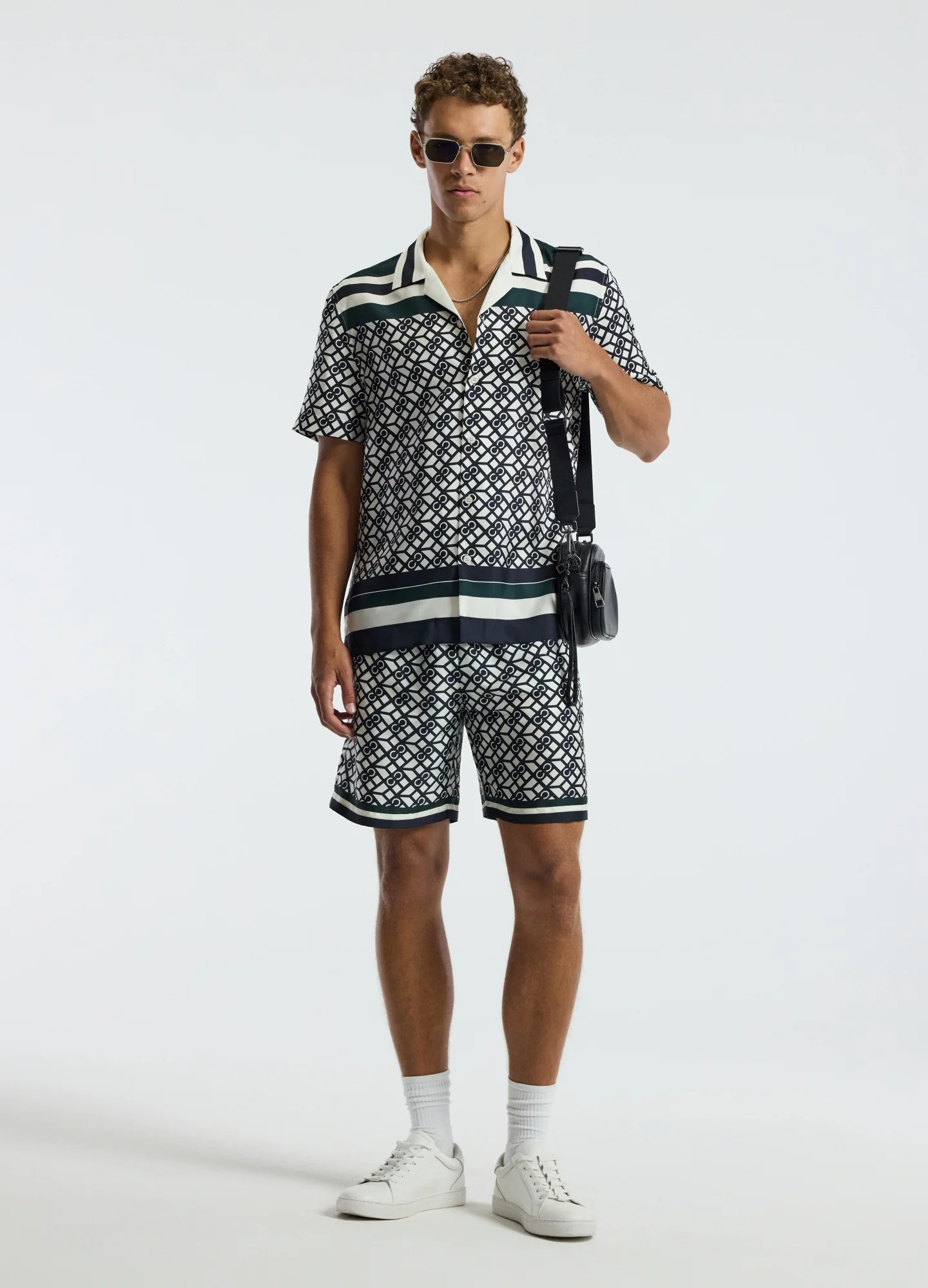 Monogram Scarf Print Shorts Navy - Image 2