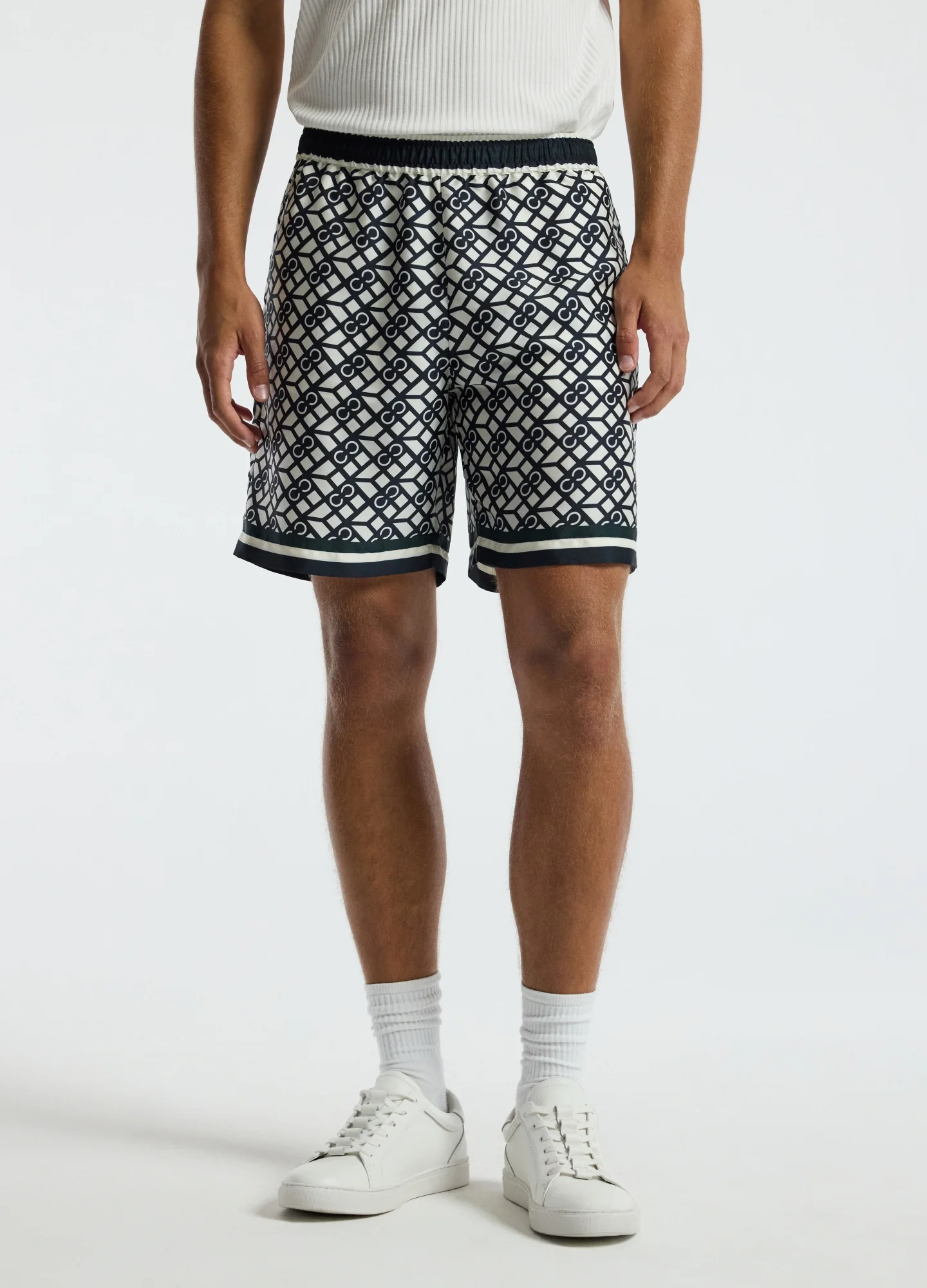 Monogram Scarf Print Shorts Navy - Image 3