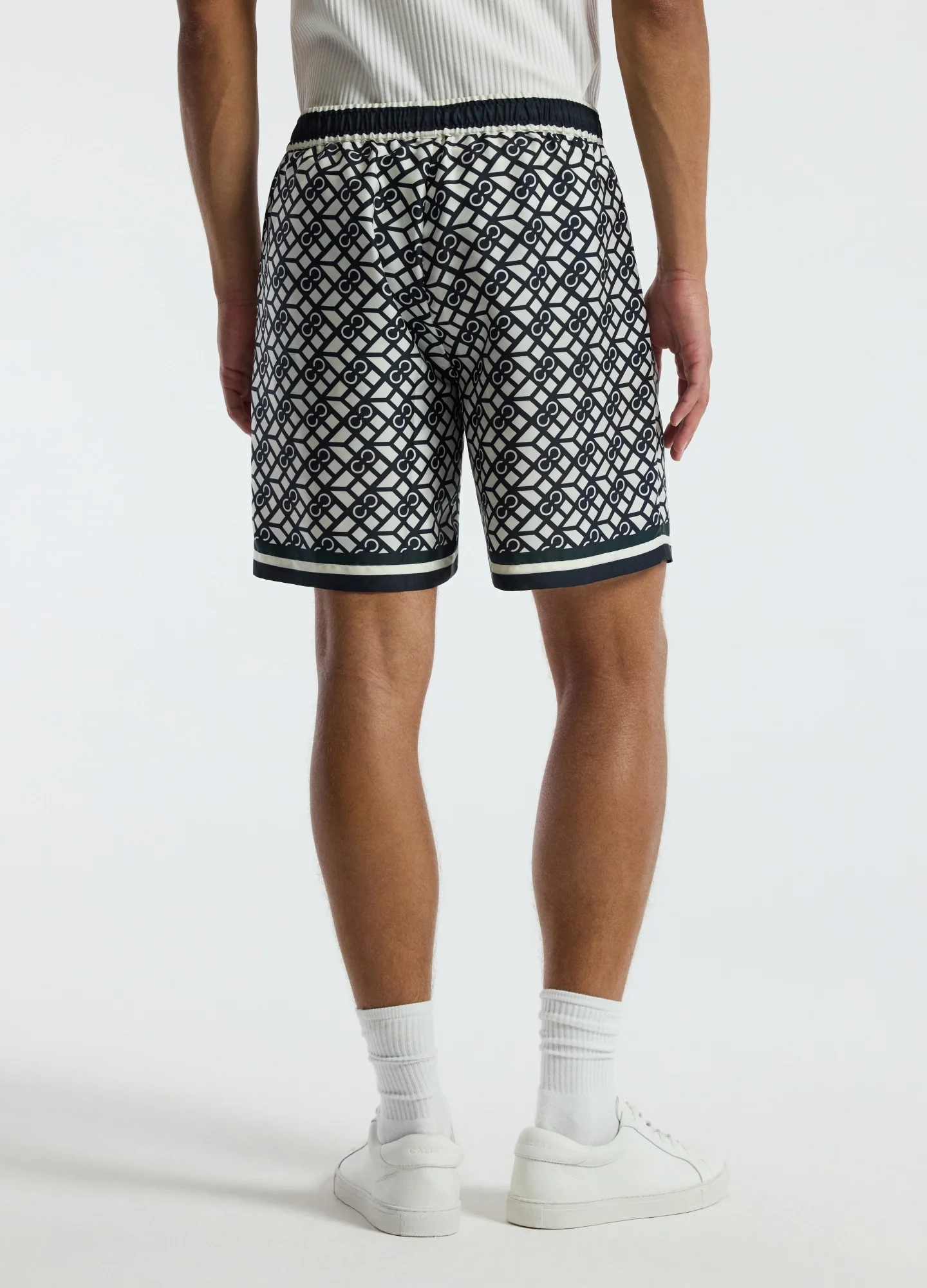 Monogram Scarf Print Shorts Navy - Image 5