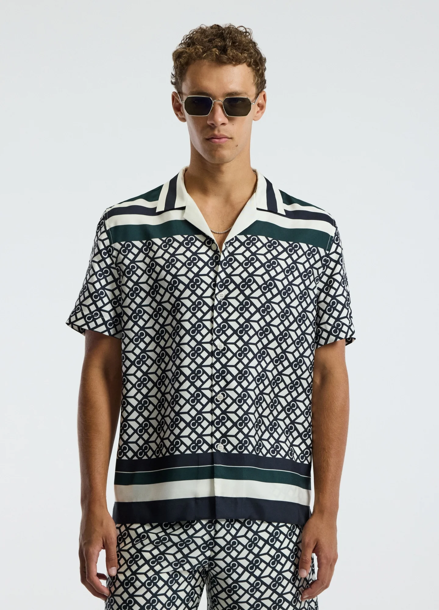 Monogram Scarf Silk Shirt Navy - Image 3