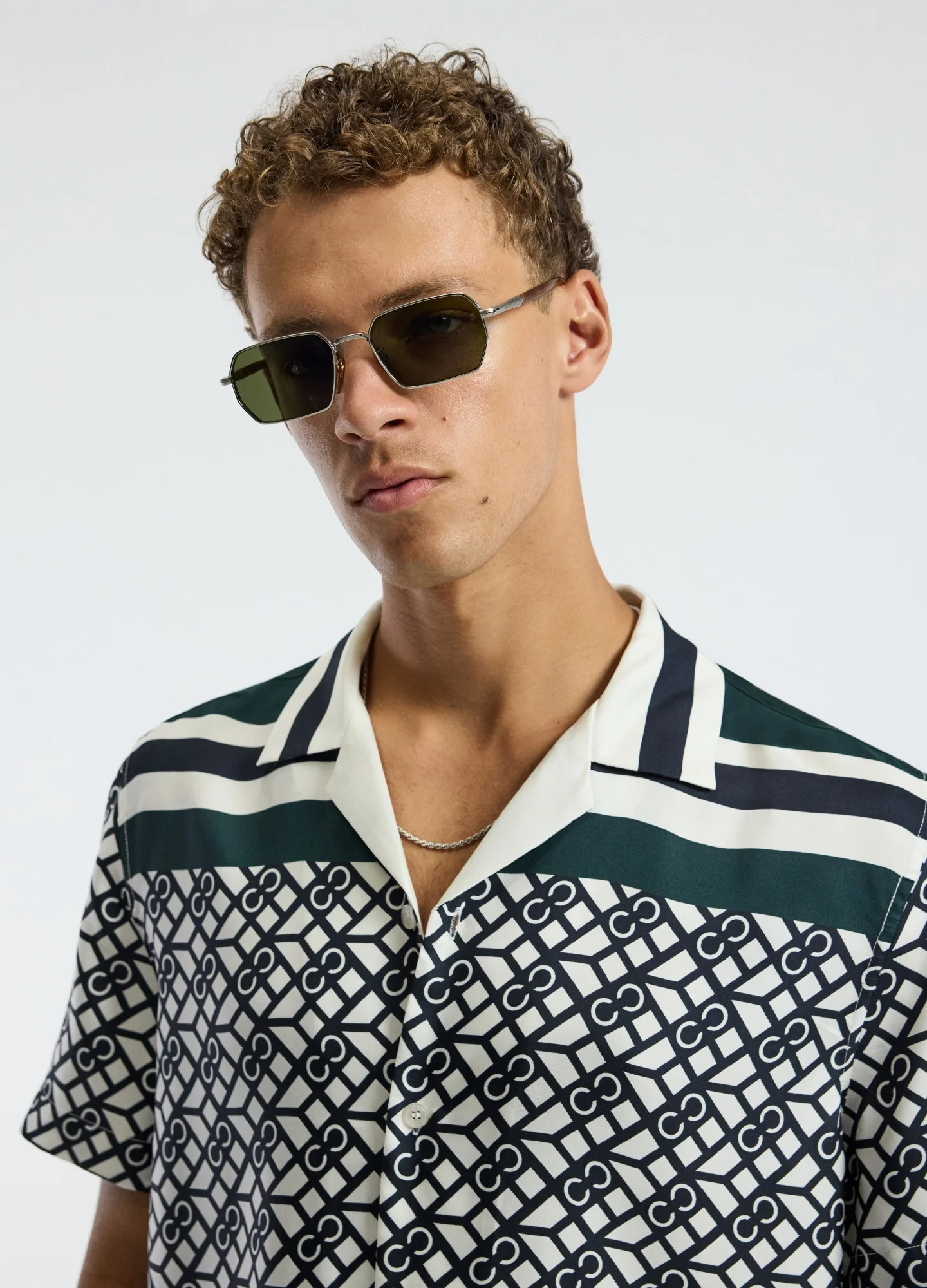 Monogram Scarf Silk Shirt Navy - Image 4