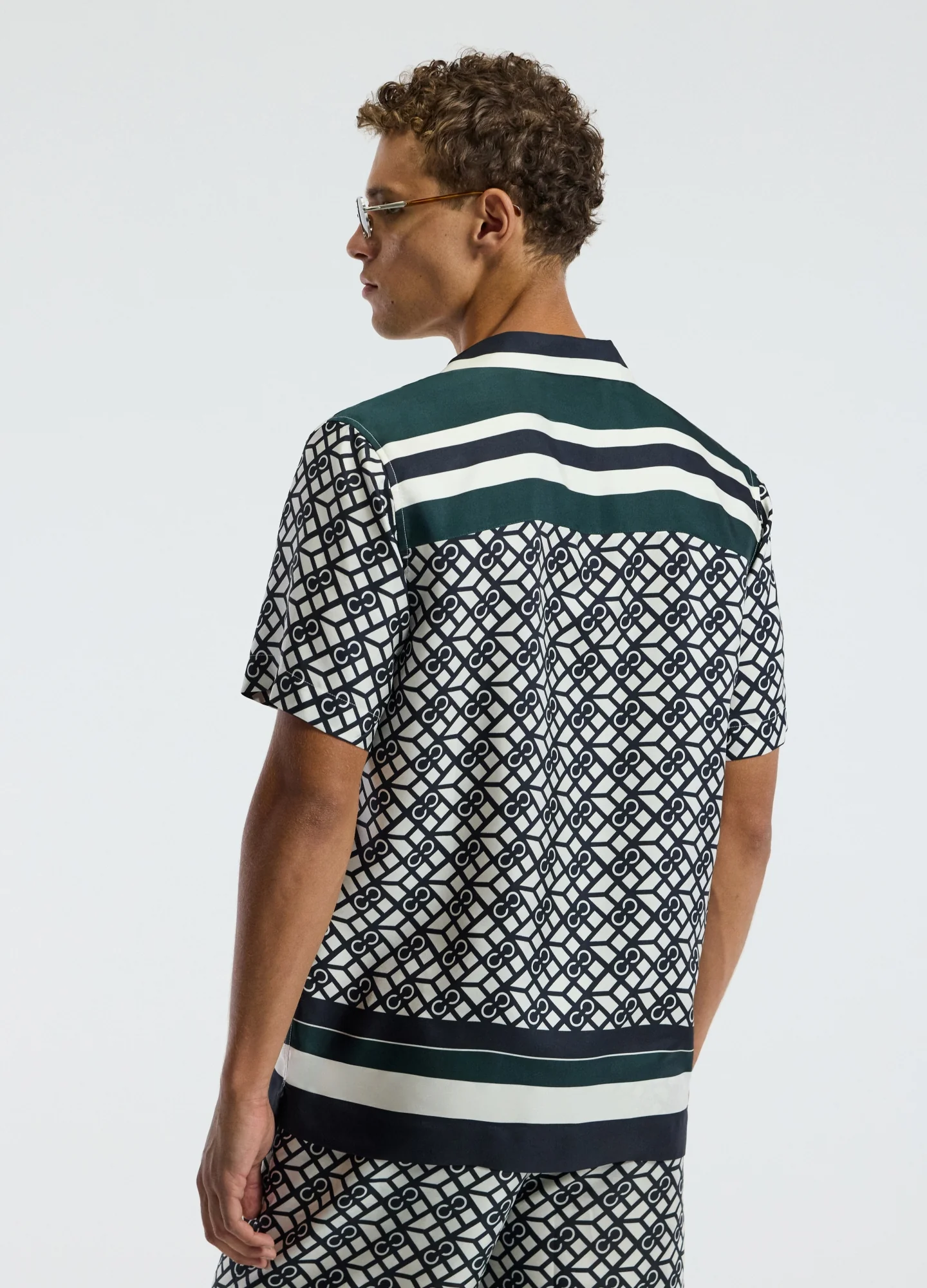 Monogram Scarf Silk Shirt Navy - Image 5