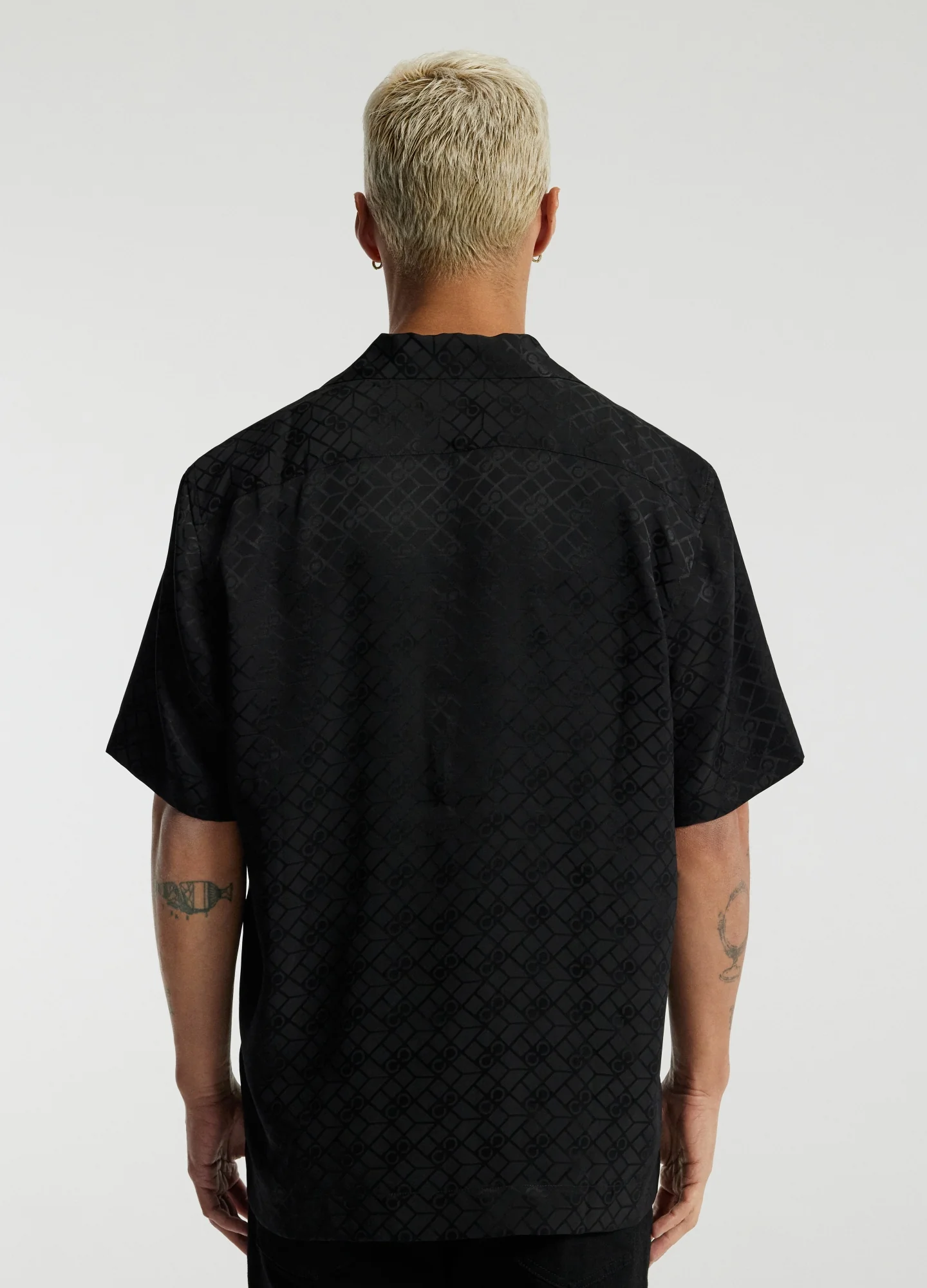 Monogram Silk Short Sleeved Shirt Black - Image 5