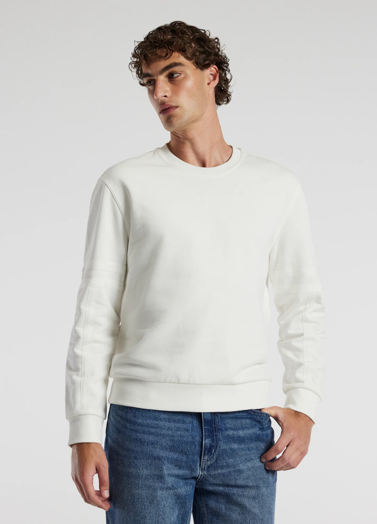Nylon Sleeve Sweat Top Ivory - Image 3