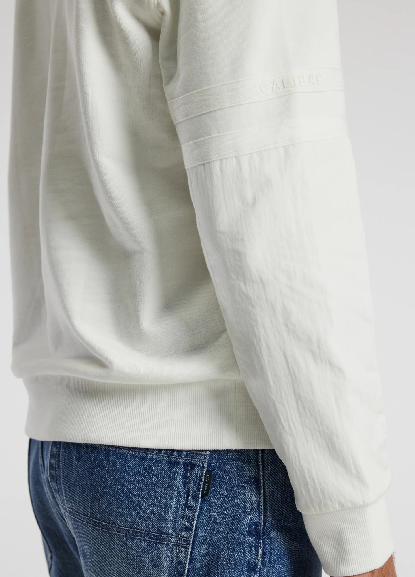 Nylon Sleeve Sweat Top Ivory - Image 4