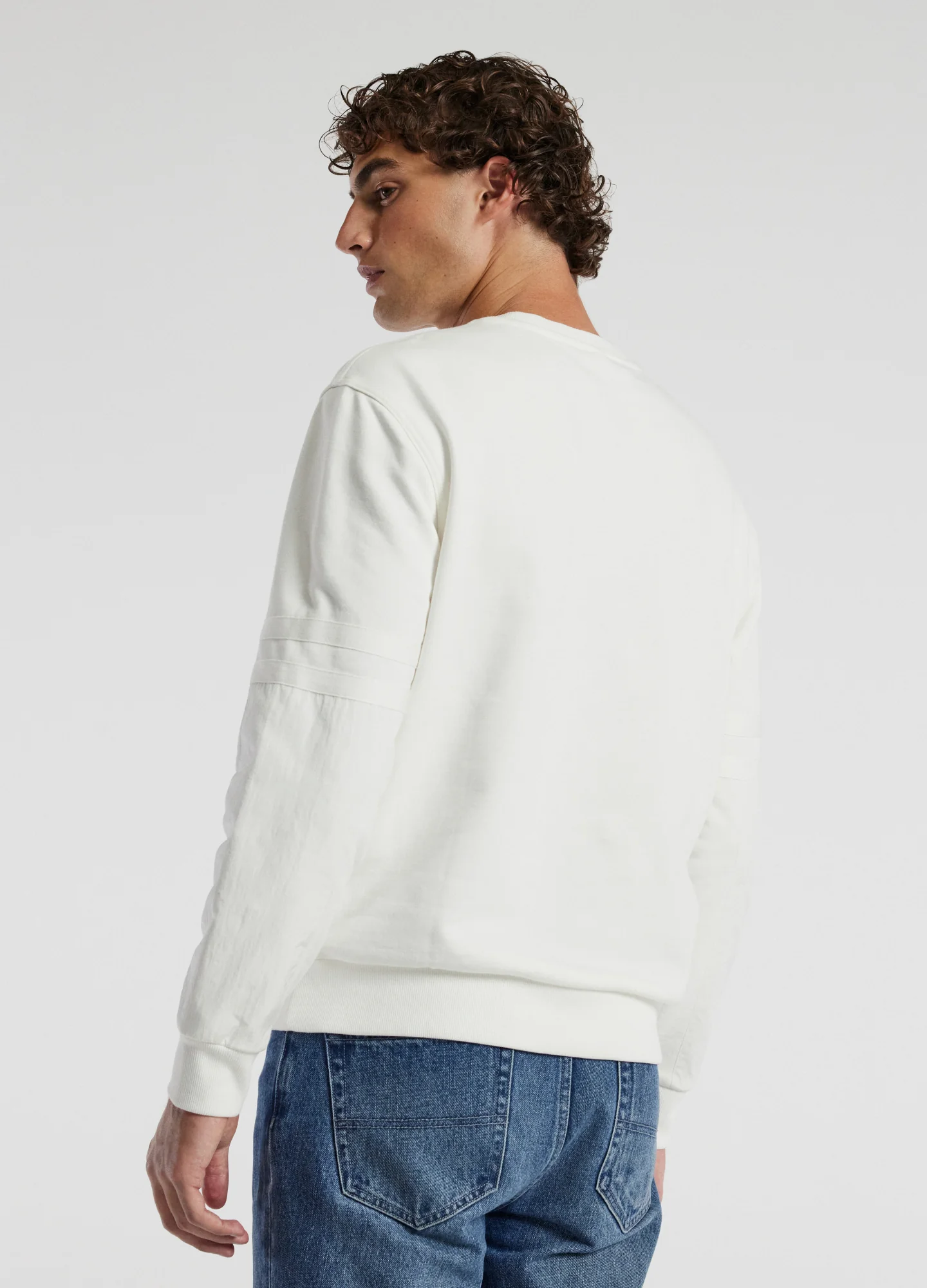 Nylon Sleeve Sweat Top Ivory - Image 5