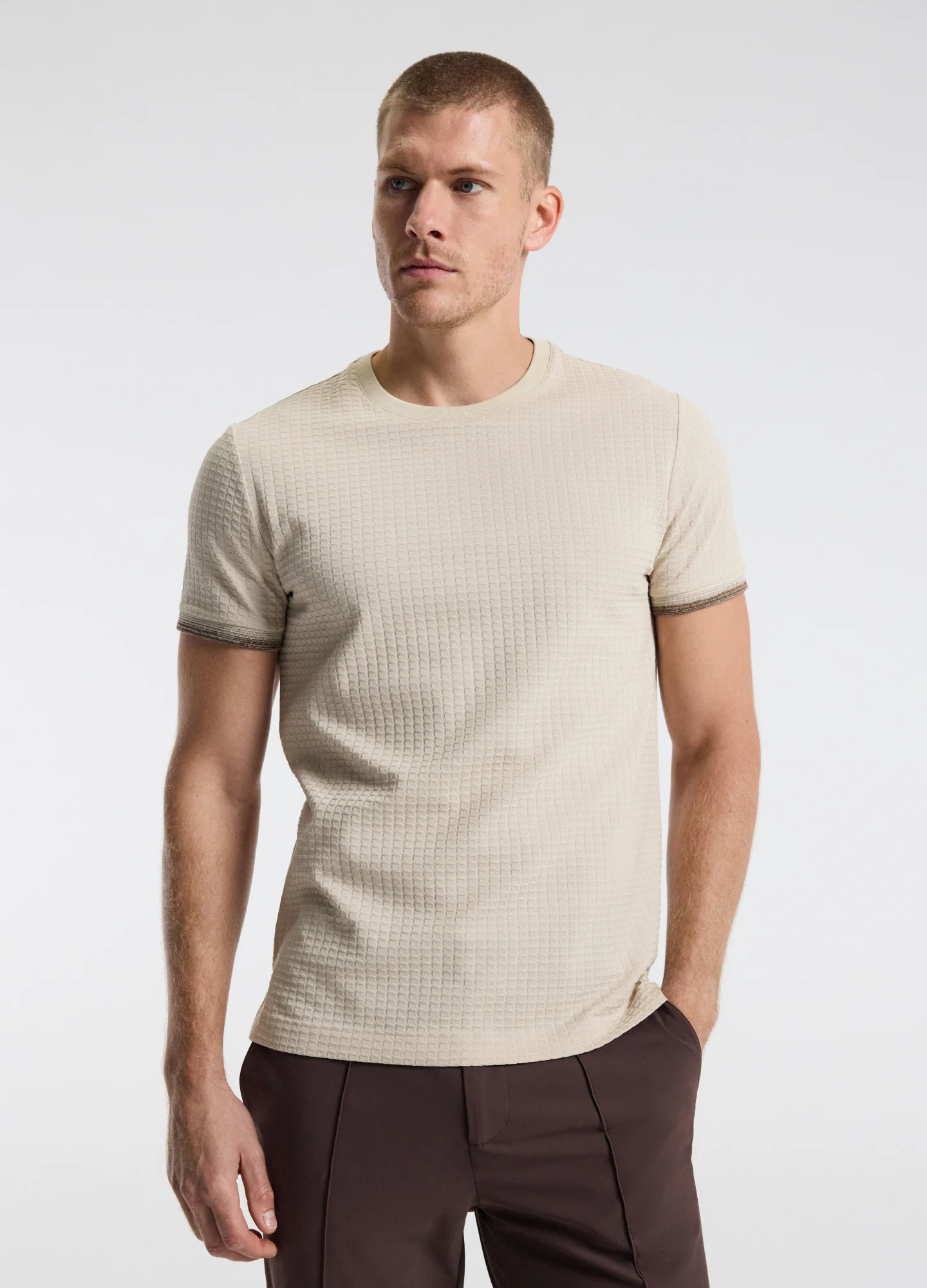 Ombre Cuff Jacquard T-shirt Natural - Image 2