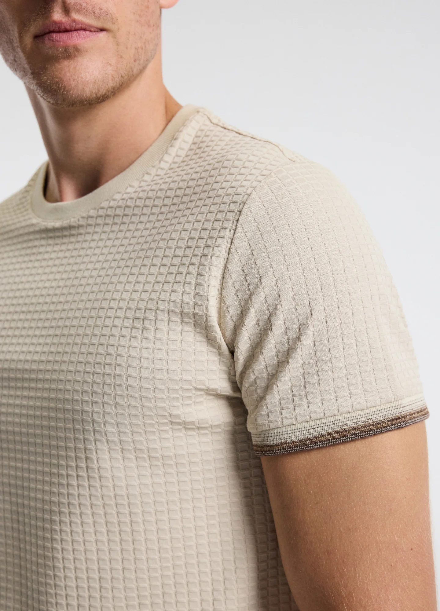 Ombre Cuff Jacquard T-shirt Natural - Image 3