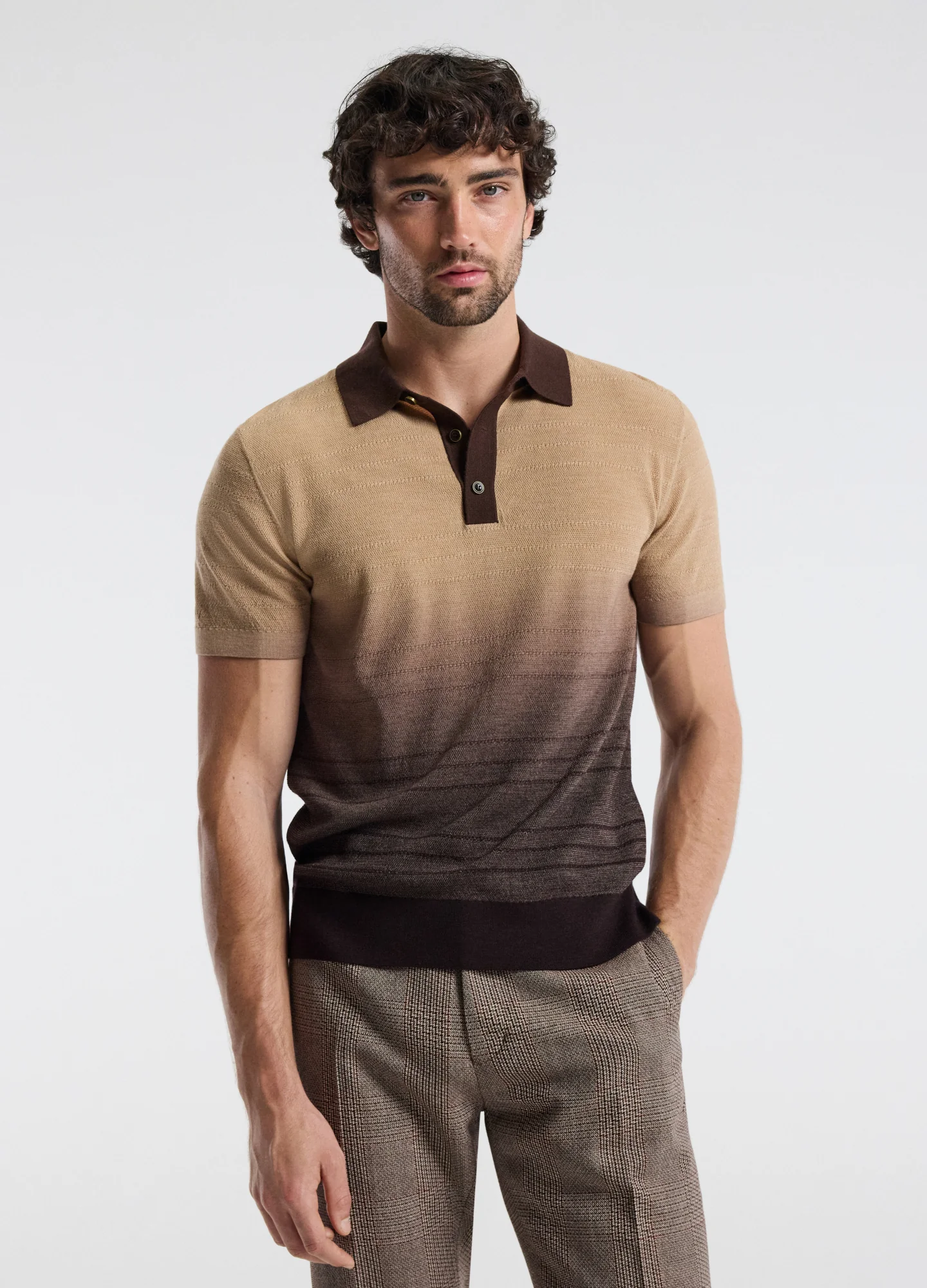 Ombre Merino Wool Polo Neutral - Image 3