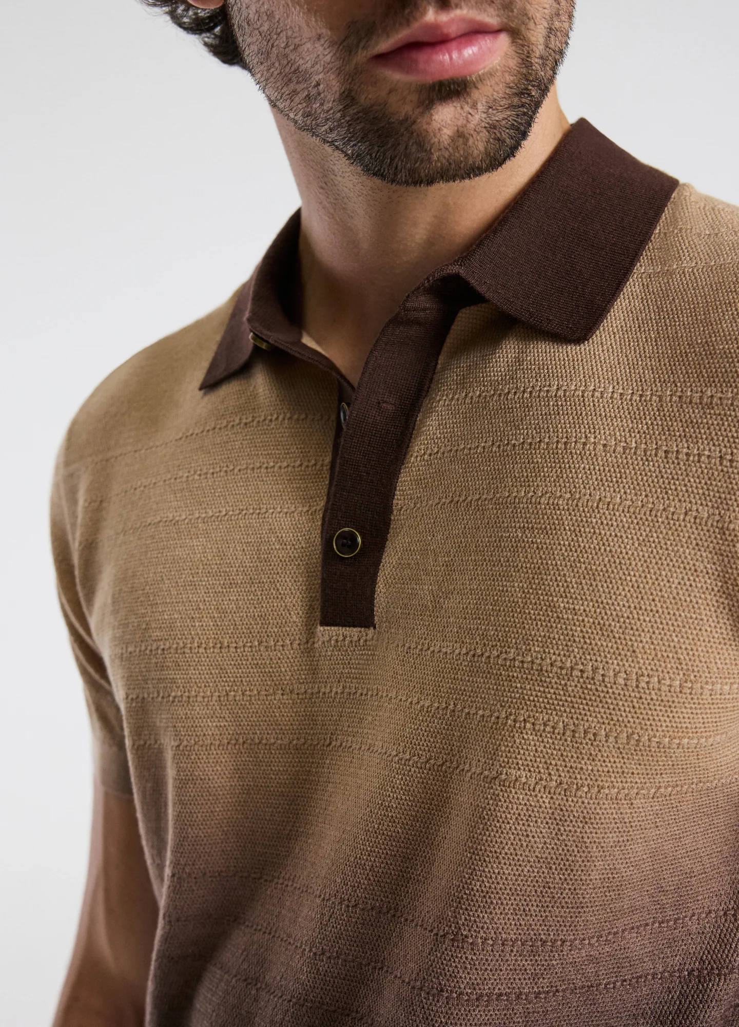 Ombre Merino Wool Polo Neutral - Image 4