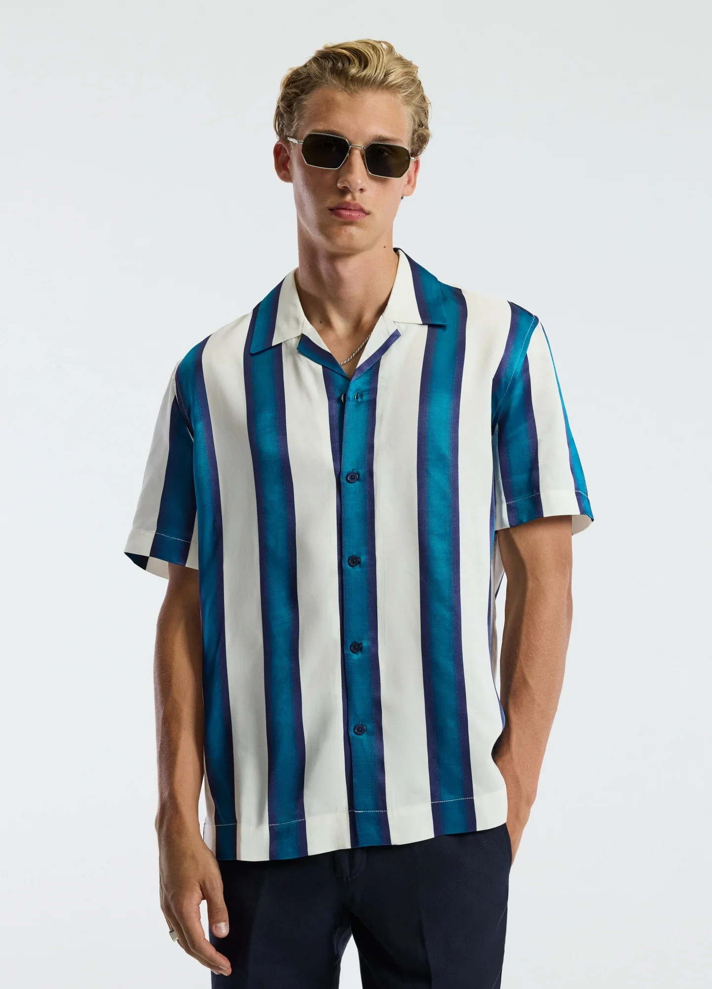 Ombre Stripe Short Sleeved Shirt Pacific - Image 3
