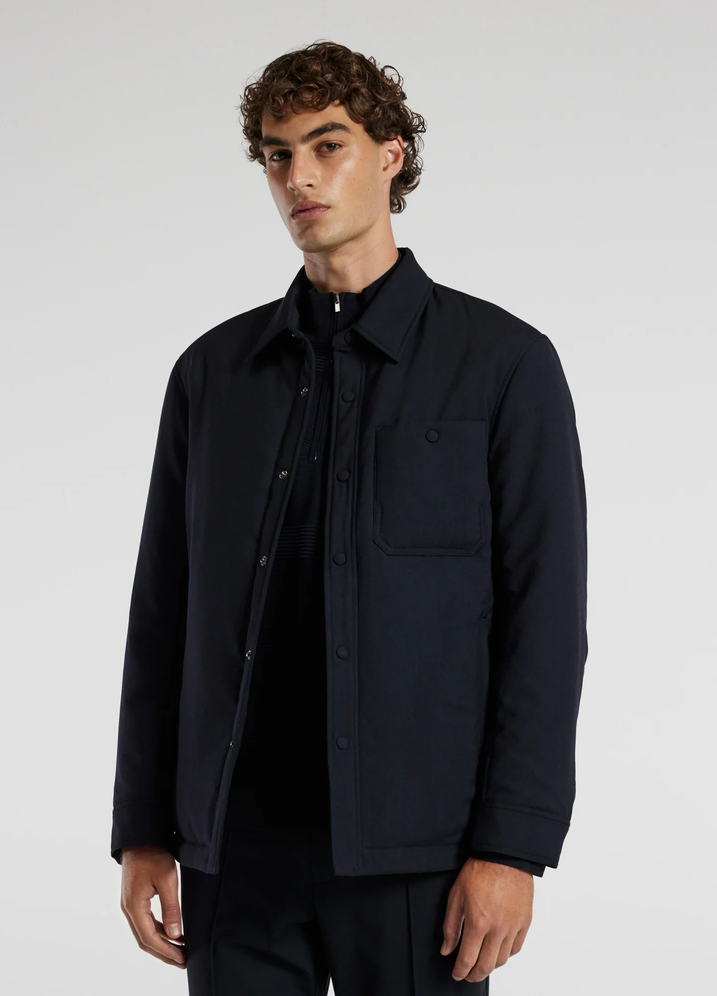 Padded Wool Shirt Jacket Navy Dark - Image 3