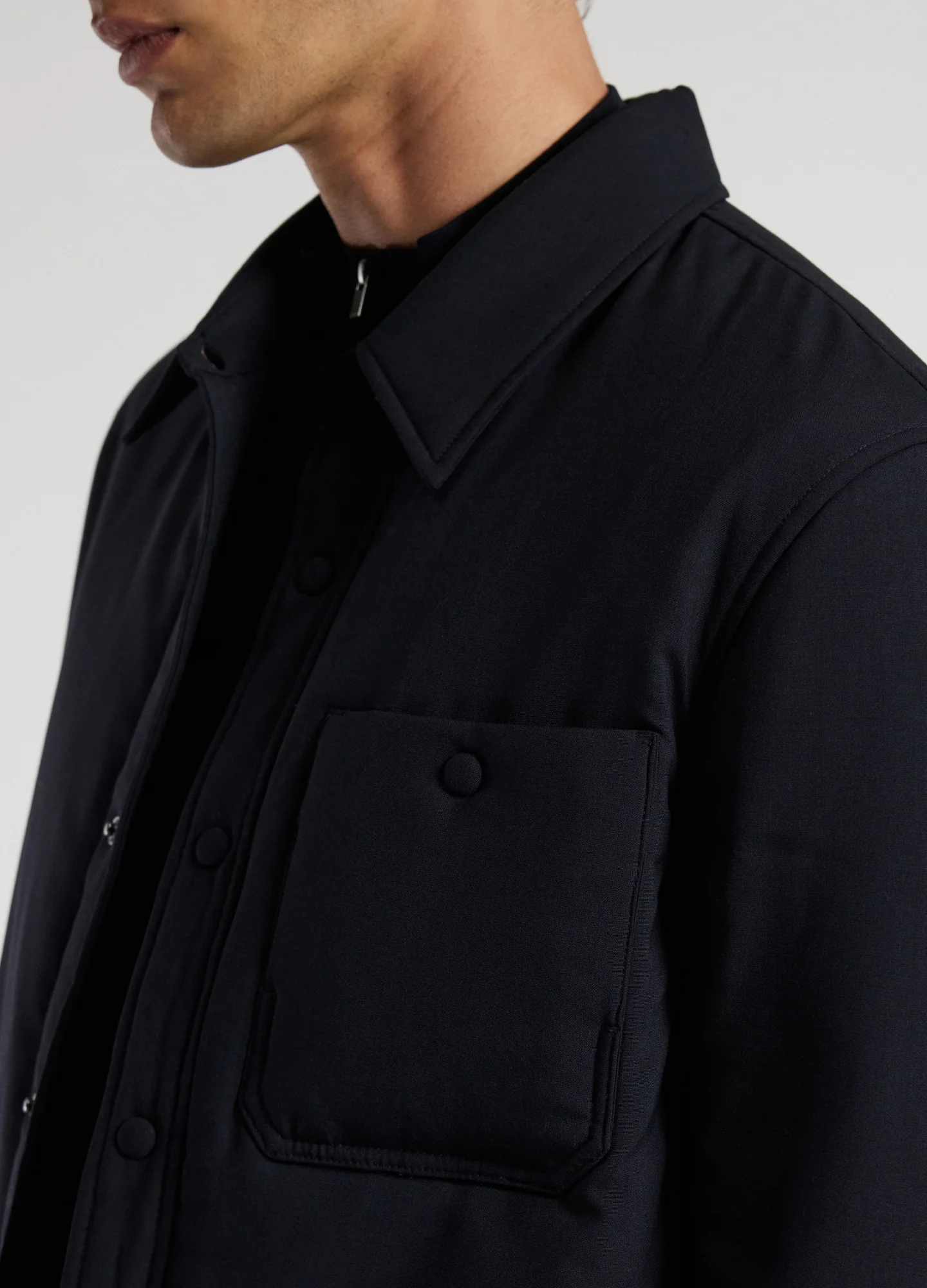 Padded Wool Shirt Jacket Navy Dark - Image 4