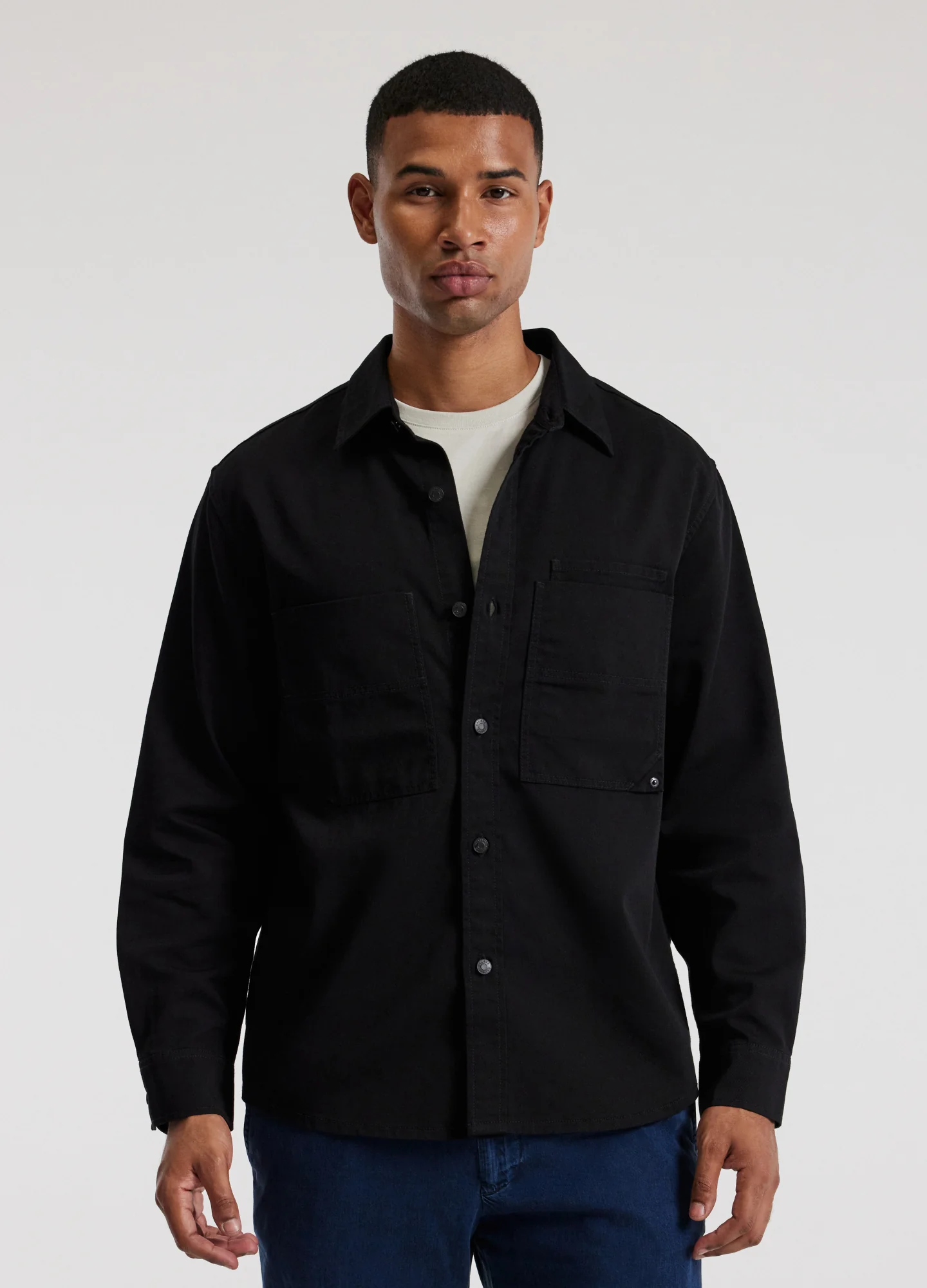Patched Pocket Overshirt Black - Image 2