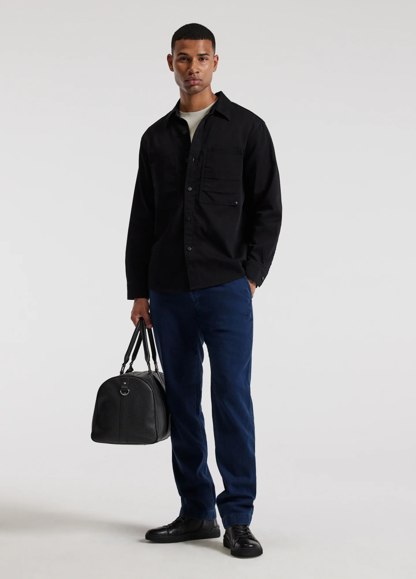 Patched Pocket Overshirt Black - Image 3
