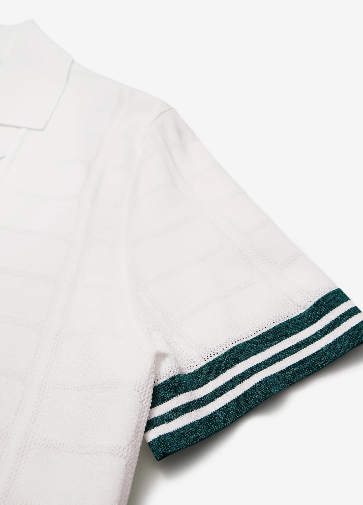Patterned Mesh Tech Knit Shirt Ivory - Image 6