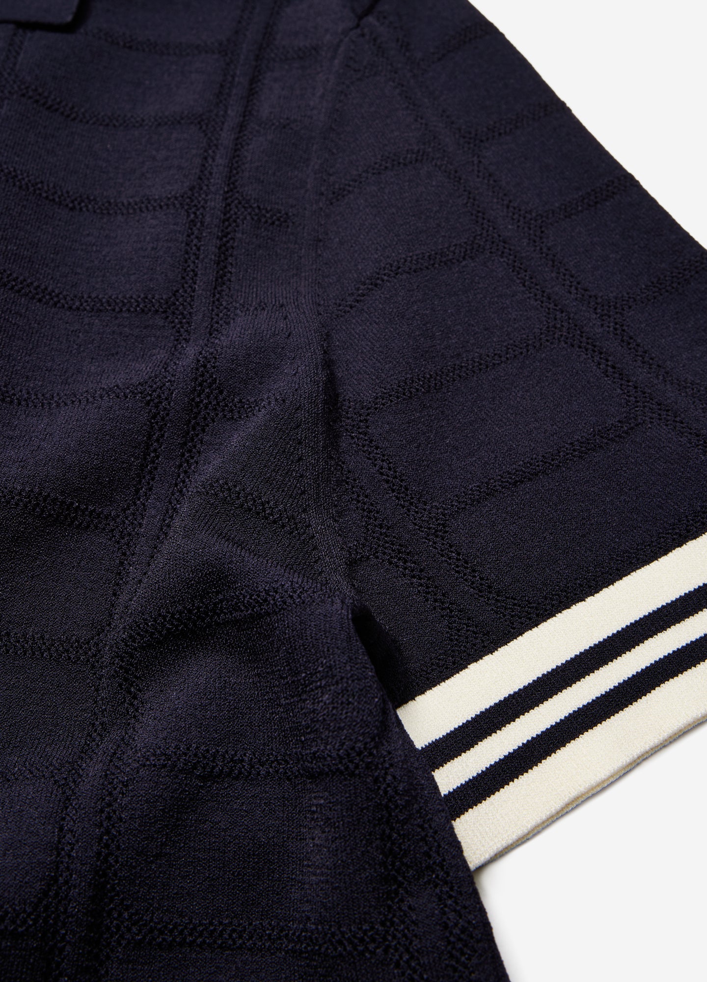 Patterned Mesh Tech Knit Shirt Navy - Image 6