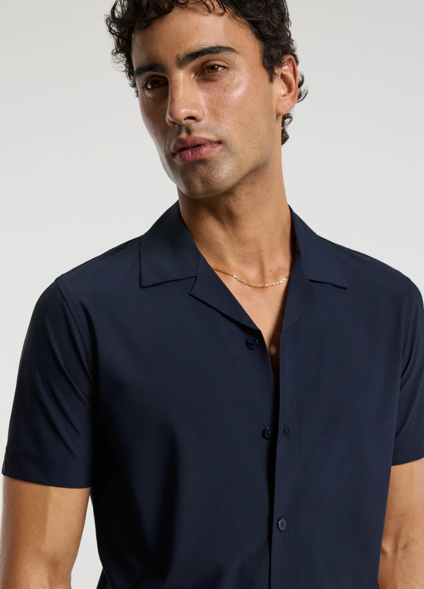 Performance Cuban Collar Shirt Navy - Image 4
