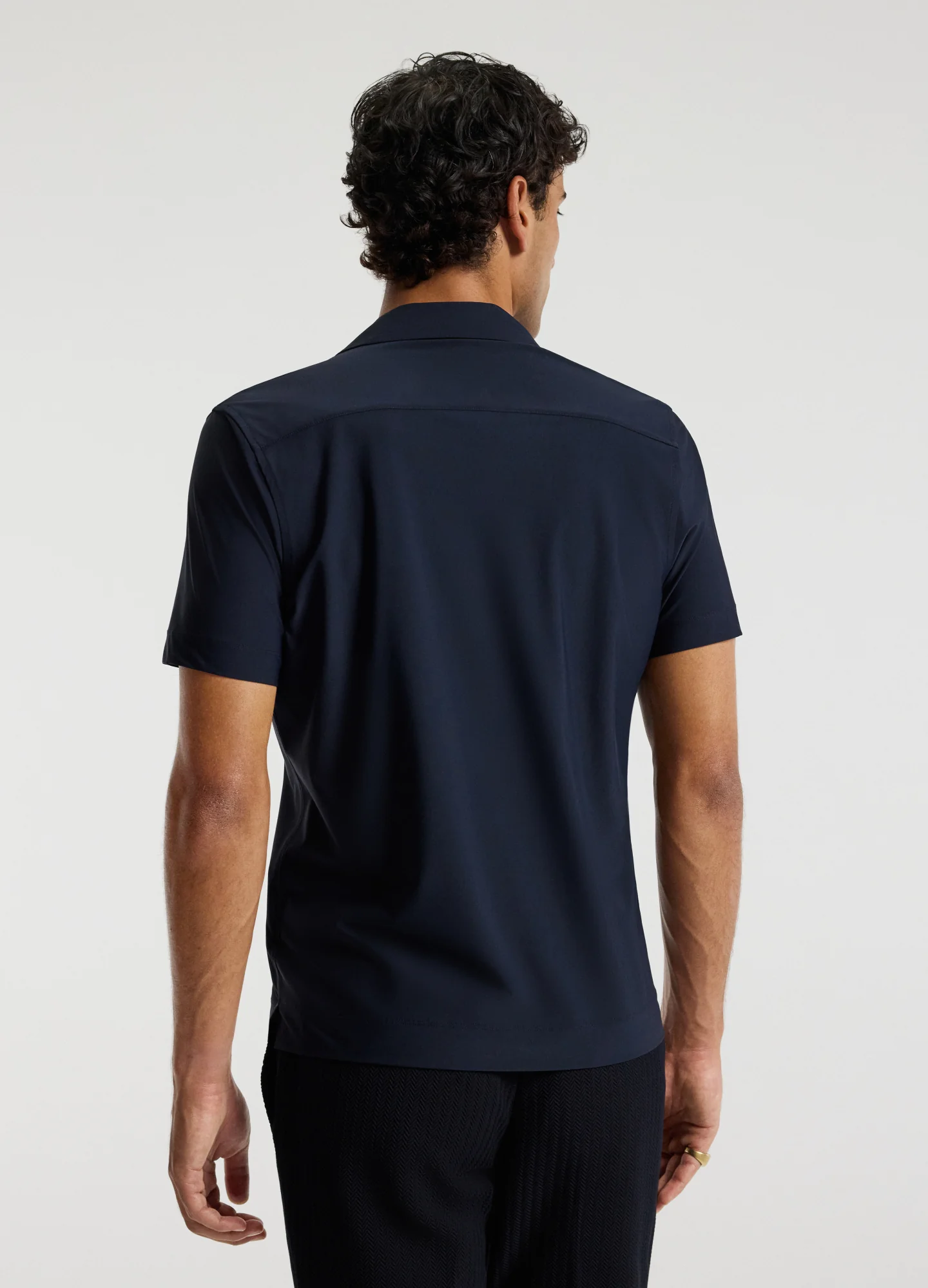 Performance Cuban Collar Shirt Navy - Image 5