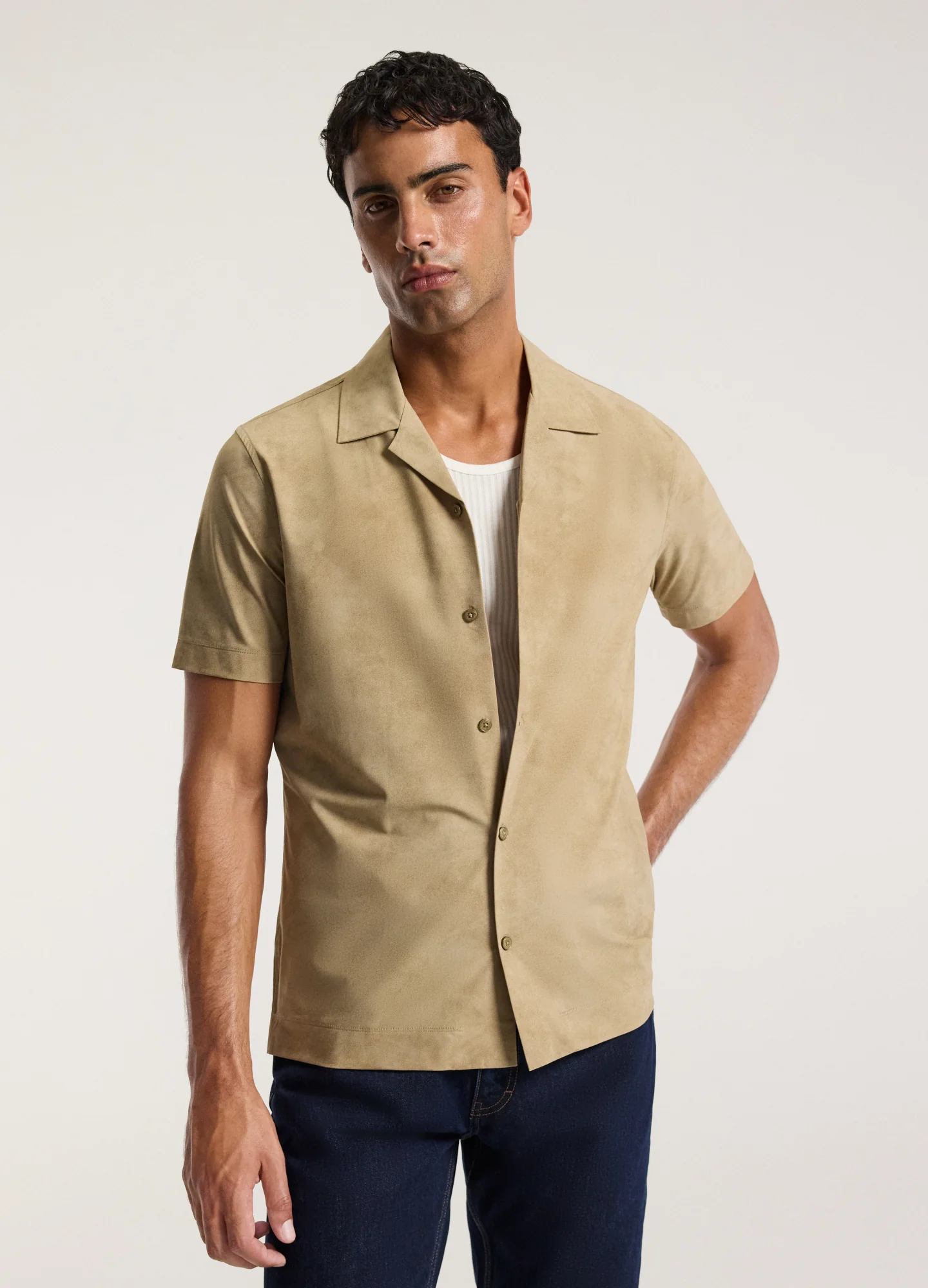 Performance Cuban Collar Shirt Putty - Image 3