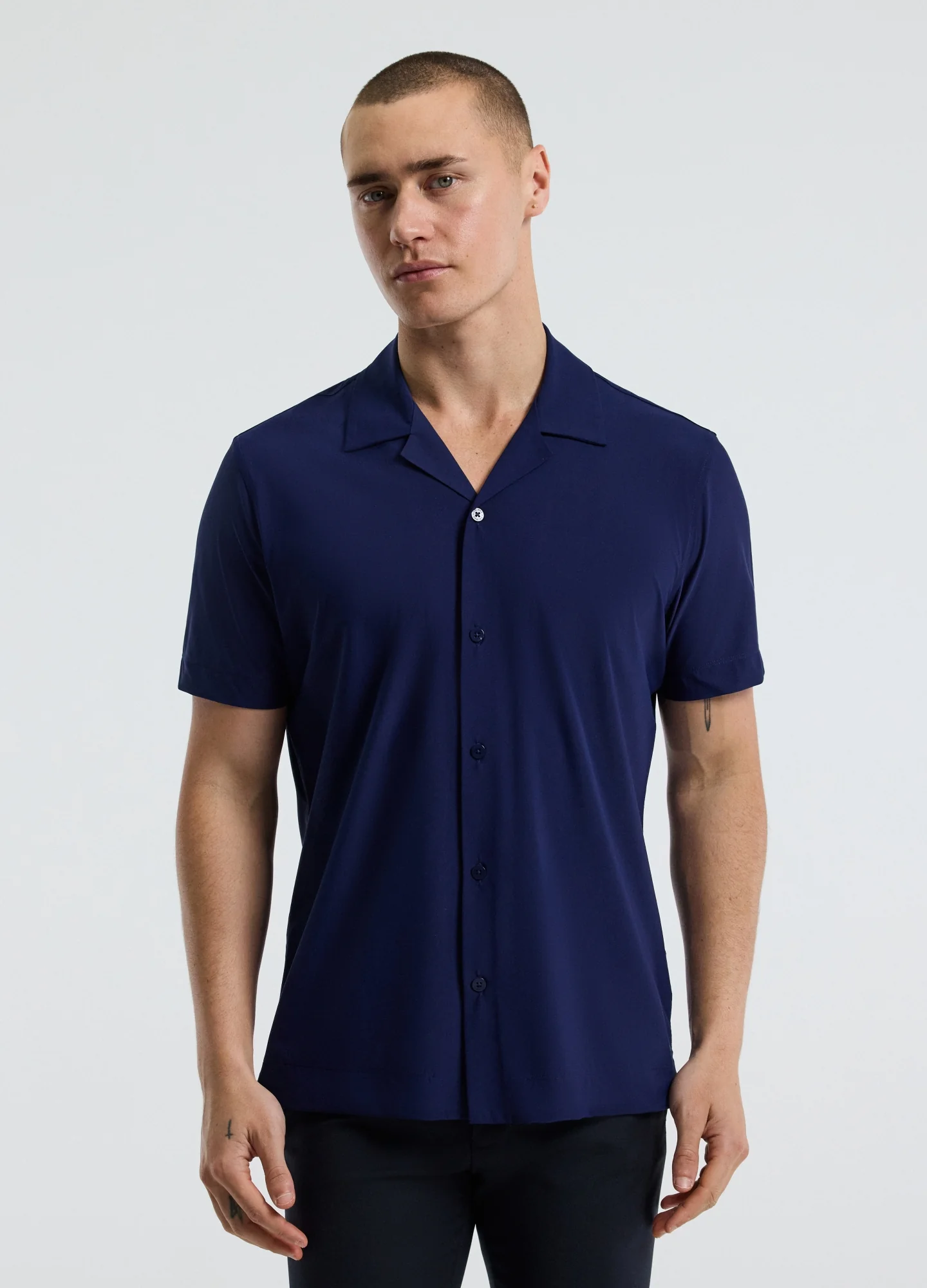 Performance Cuban Collar Shirt Royal Blue - Image 3