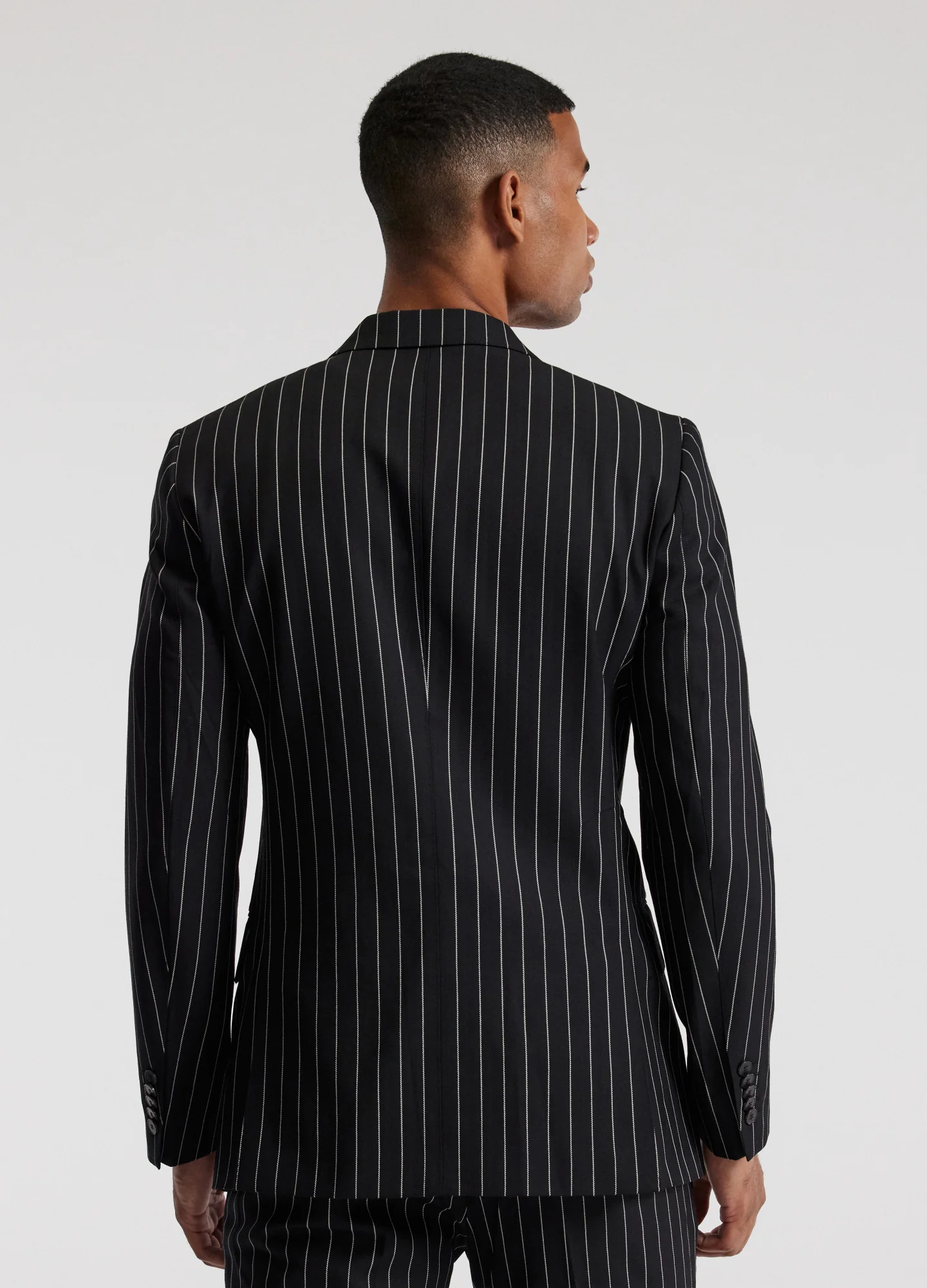 Pinstripe Double-Breasted Jacket Black - Image 5