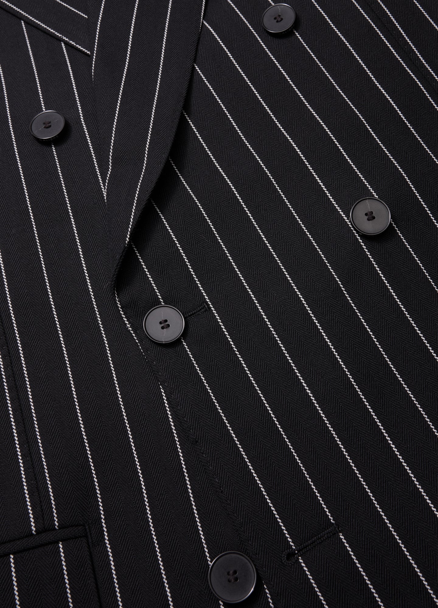 Pinstripe Double-Breasted Jacket Black - Image 6