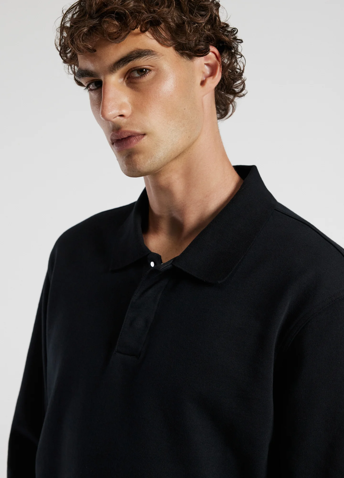 Polo Neck Sweat Top Black - Image 4