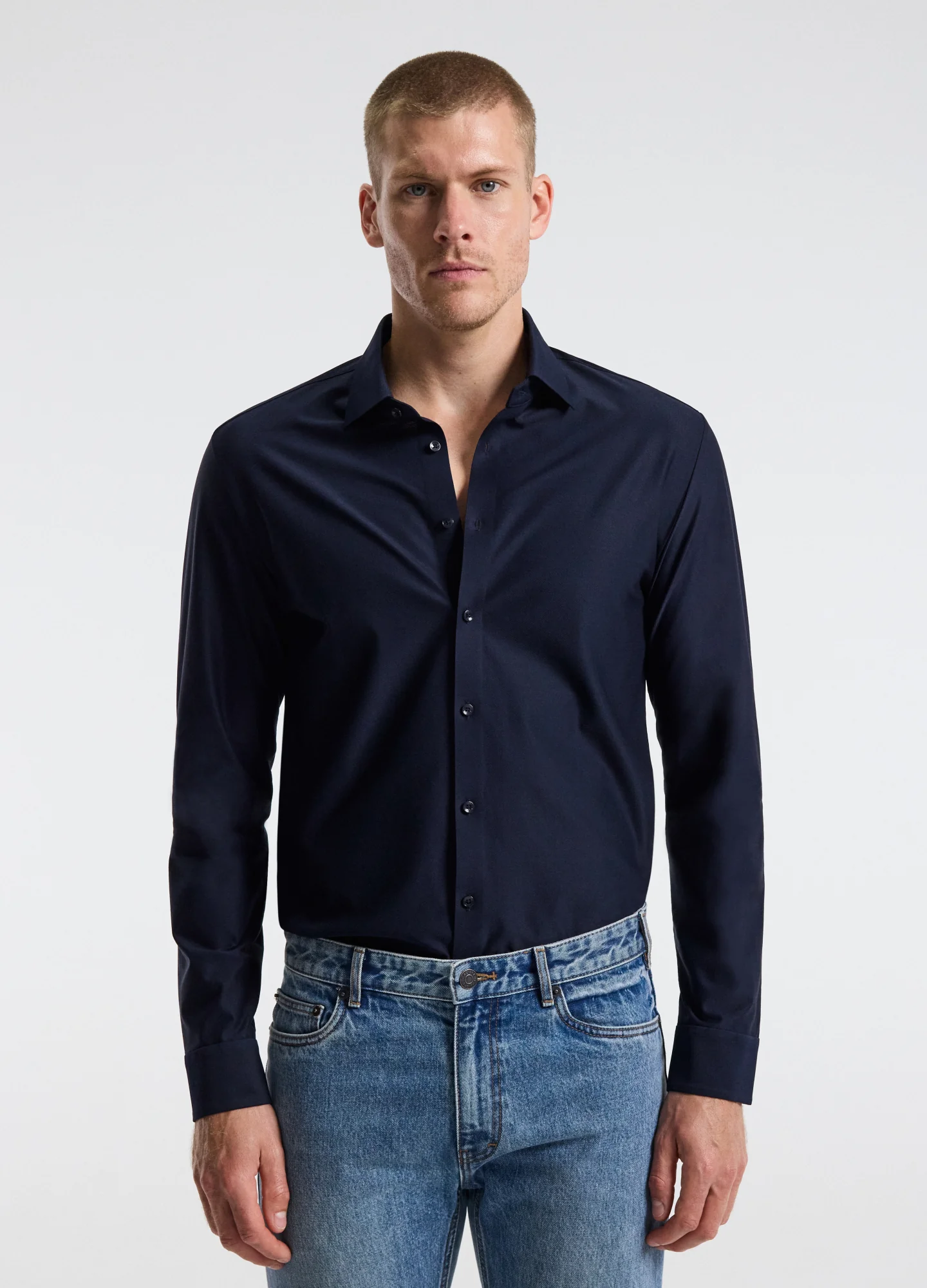 Precision Stretch Twill Shirt Navy - Image 3
