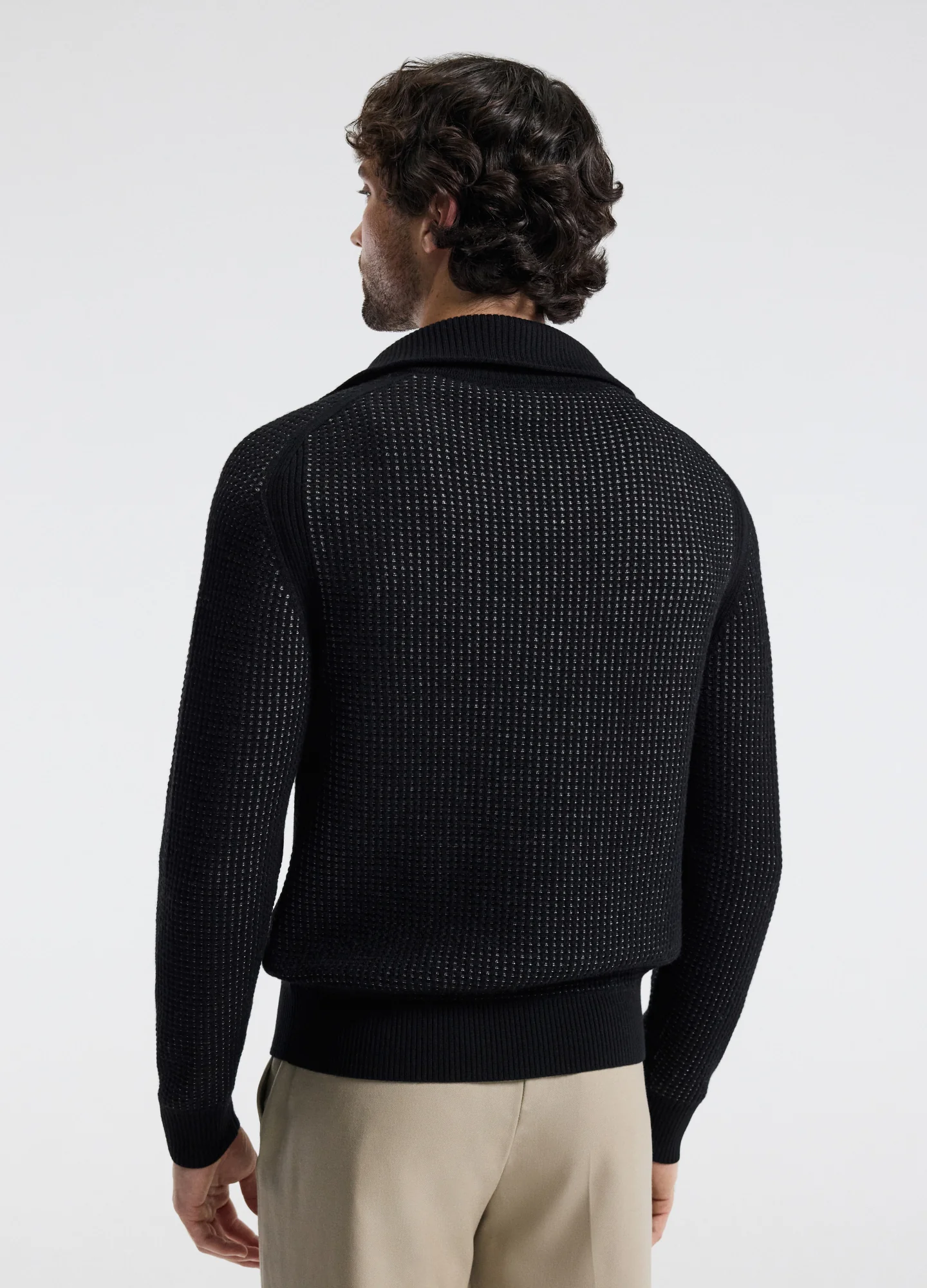 Quarter Zip Merino Wool Sweater Black - Image 4